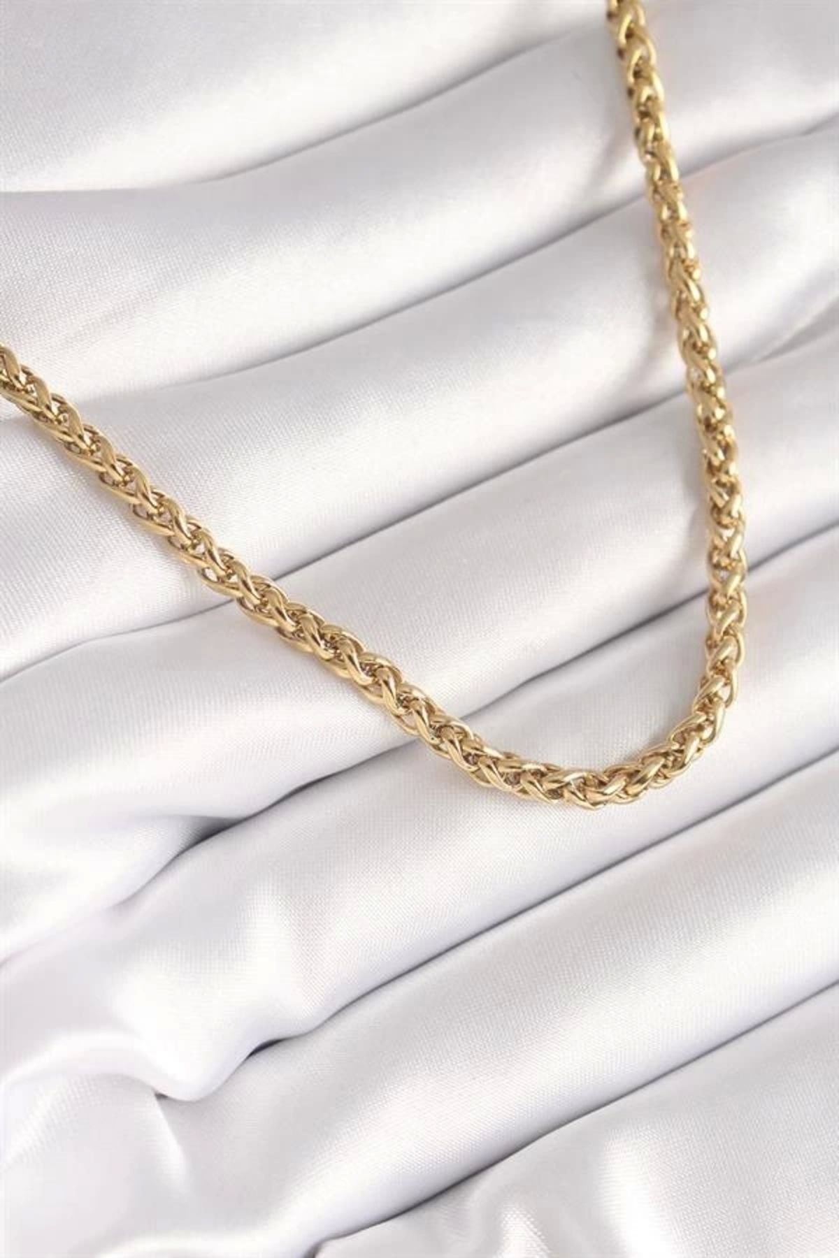 Lale Moda 316L Çelik Gold Renk Burgu Zincir Model Kadın Kolye