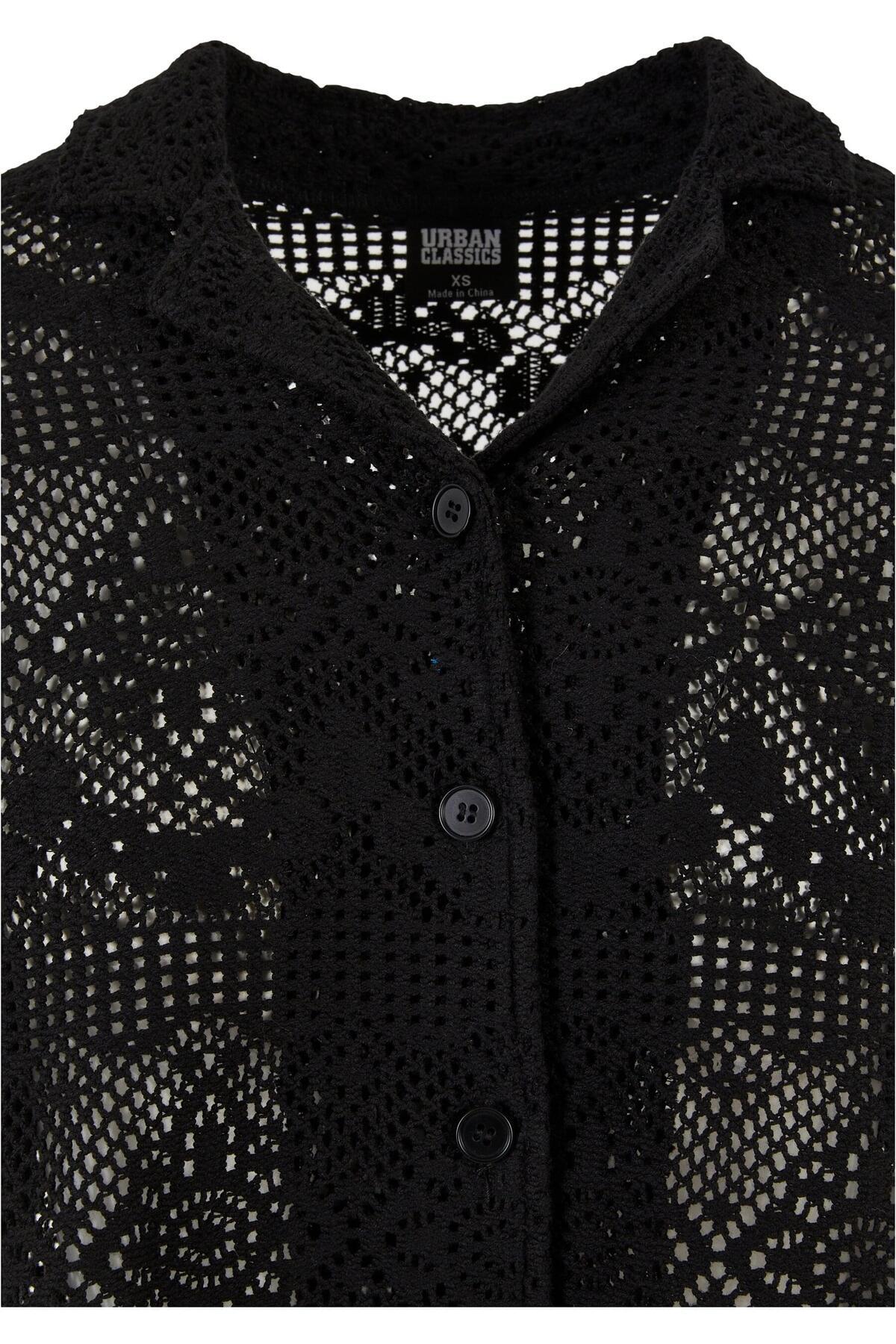 Urban Classics-Damen Ladies Crochet Lace Resort Shirt 3