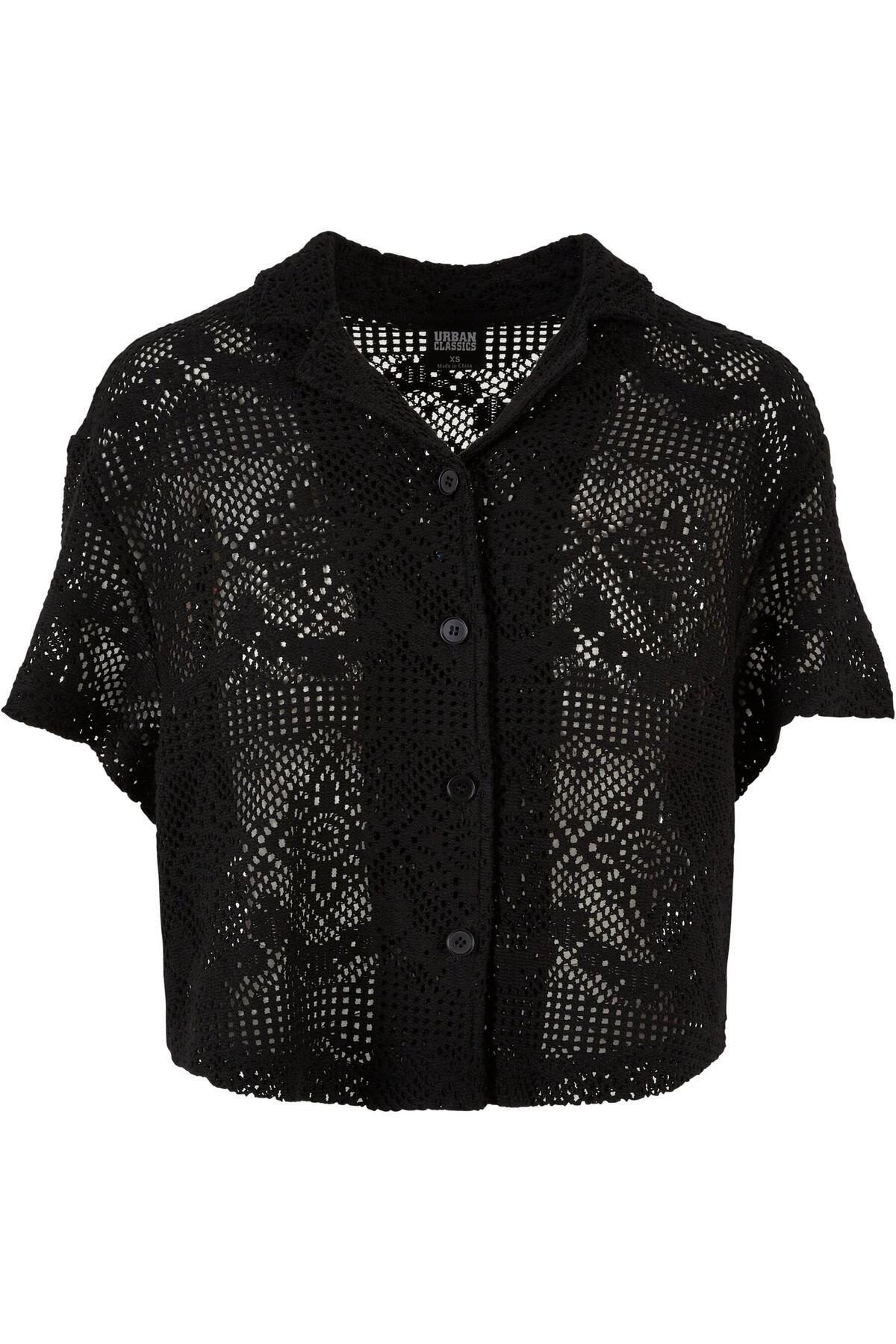 Urban Classics-Damen Ladies Crochet Lace Resort Shirt 1