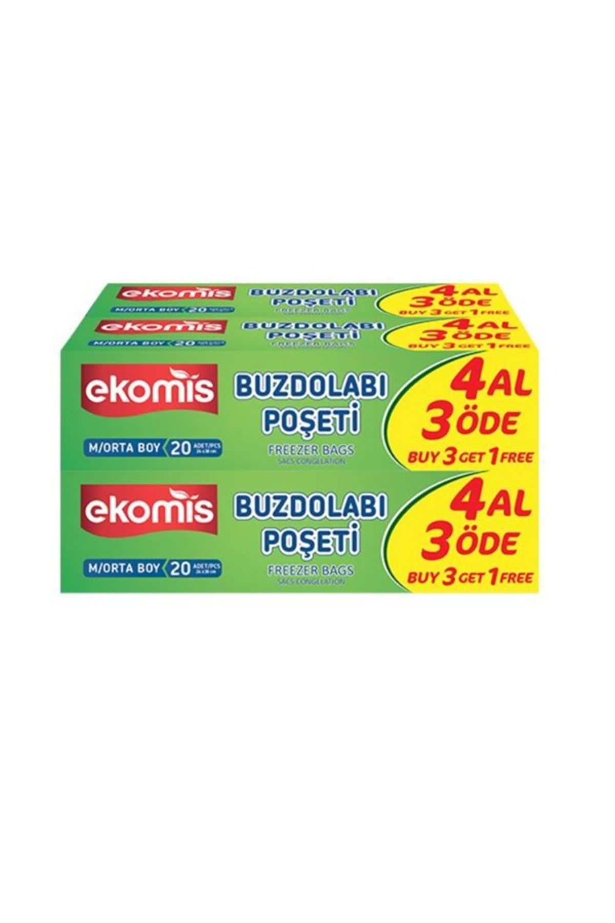 Ekomis EKOMİS BUZDOLABI POŞETİ ORTA BOY 4 AL 3 ÖDE (4X20 ADET)