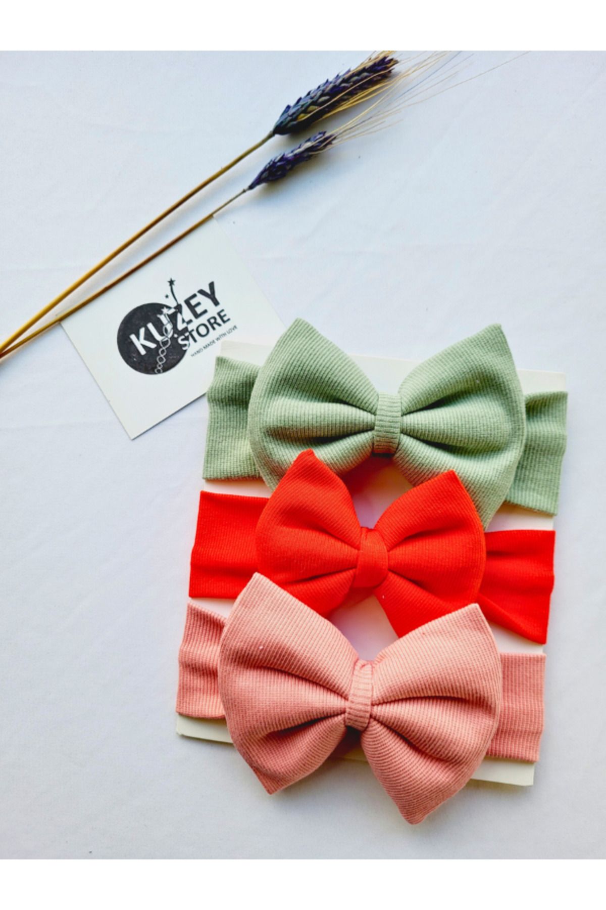 KUZEY STORE Kız Bebek 0-3 Yaş Uyumlu 3'lü Bandana Seti | Pamuklu ve Elastik