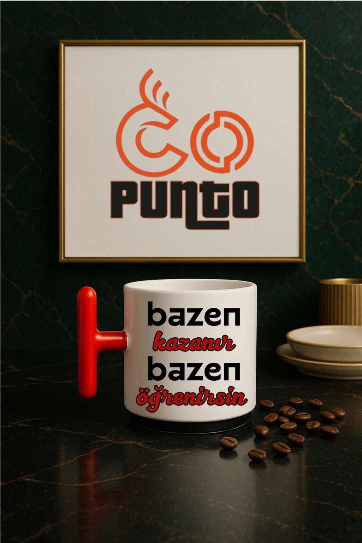 copunto Motivasyon Sözlü 150 ml T Kupa | "Bazen Kazanır Bazen Öğrenirsin" Yazılı Hediye Kupa