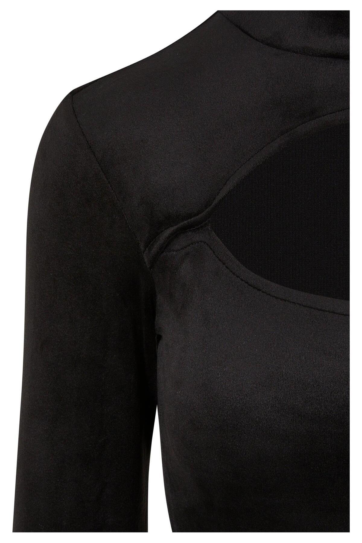 Urban Classics-Damen Ladies Velvet Cut-out Turtleneck Body 4