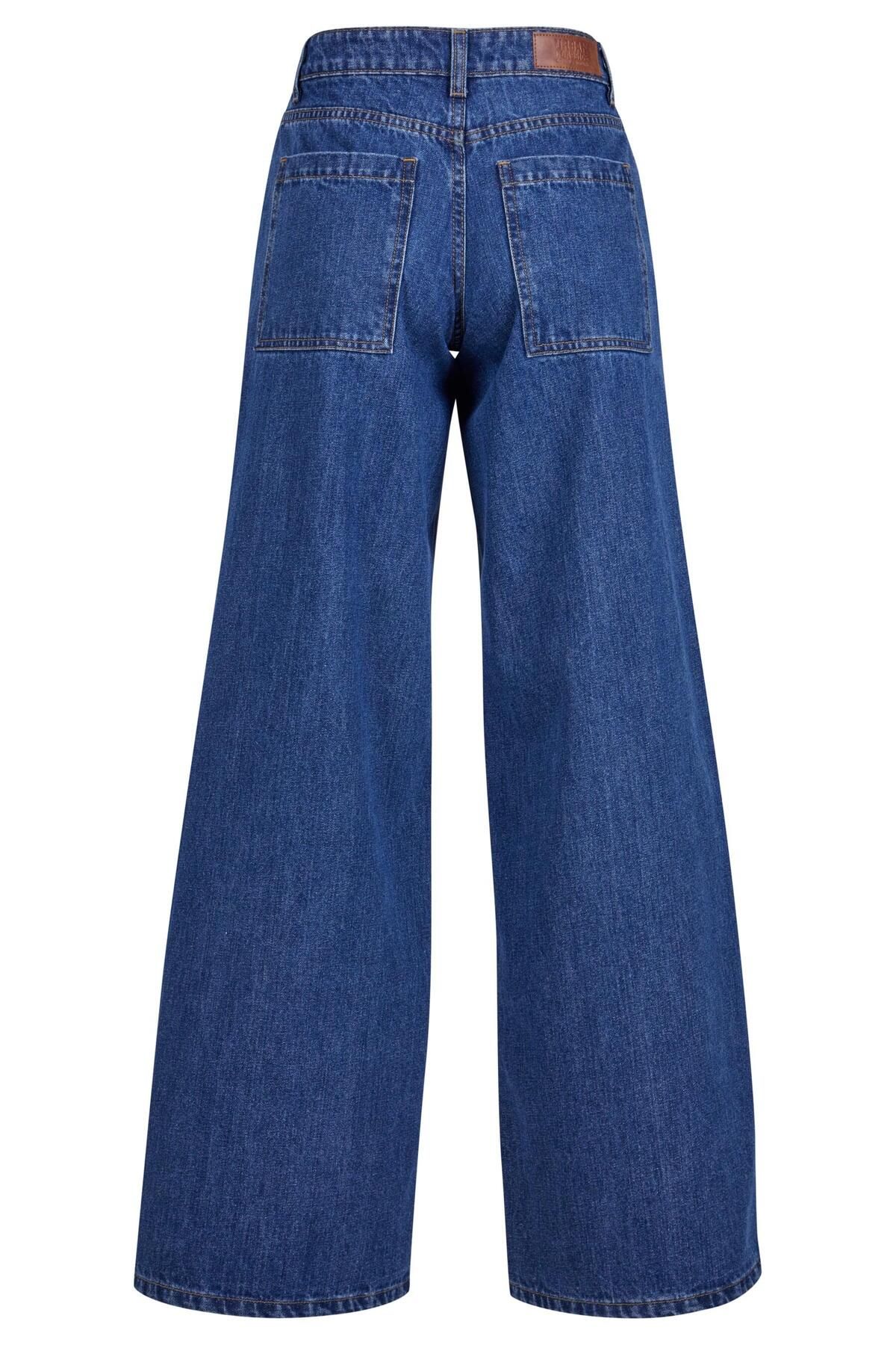 Urban Classics-Damen Ladies Mid Waist Wide Denim 2