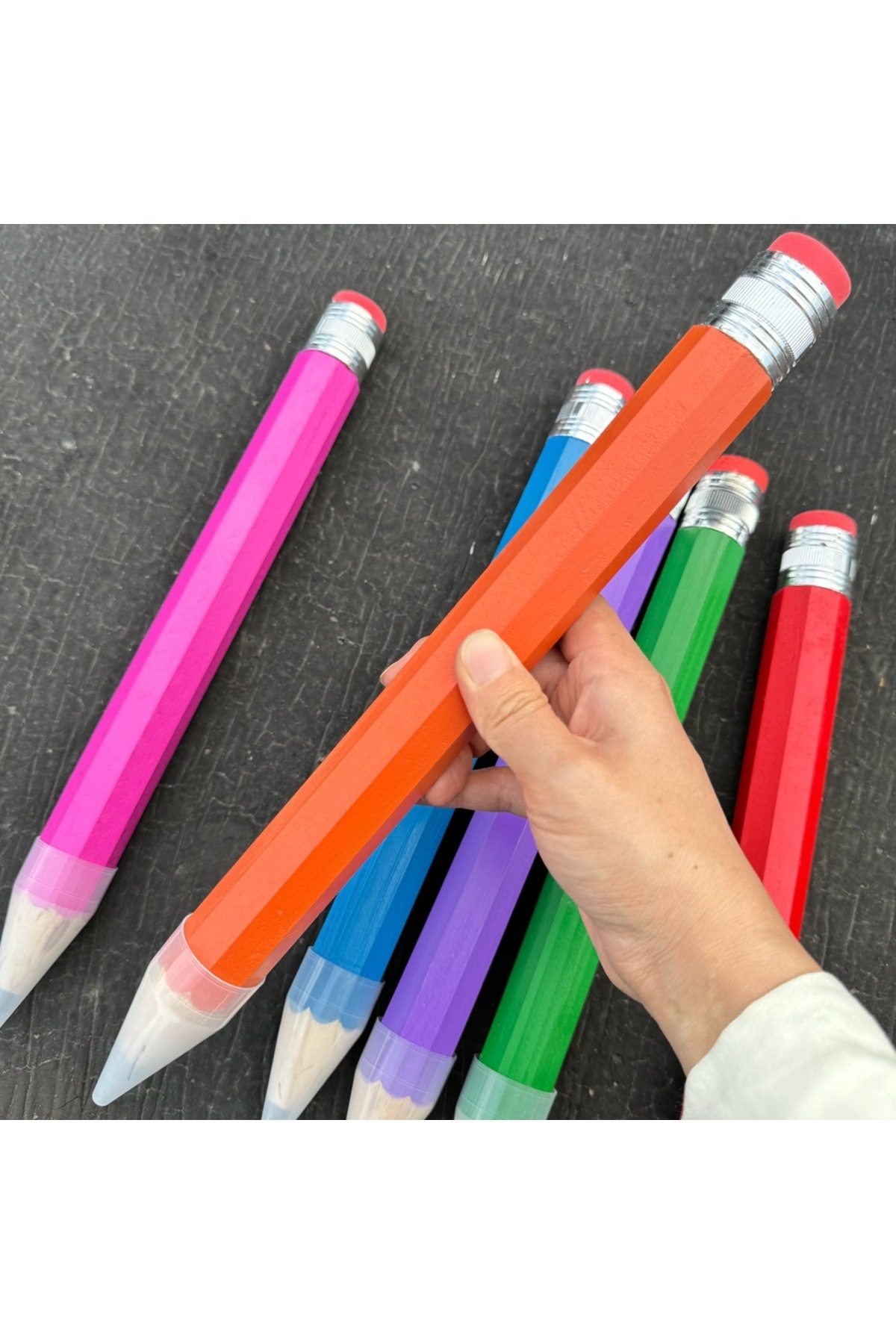 Livava Dev Ahşap Kurşun Kalem, Silgili, Turuncu, 33x3