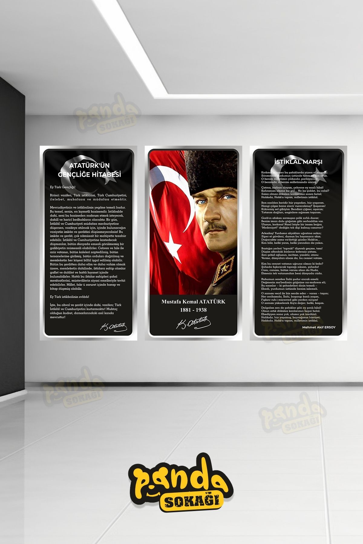 PANDA SOKAĞI Atatürk Köşesi Kendinden Yapışanklı Duvar Kağıdı, Okul, Kreş Anasınıfı Atatürk Köşesi Sticker
