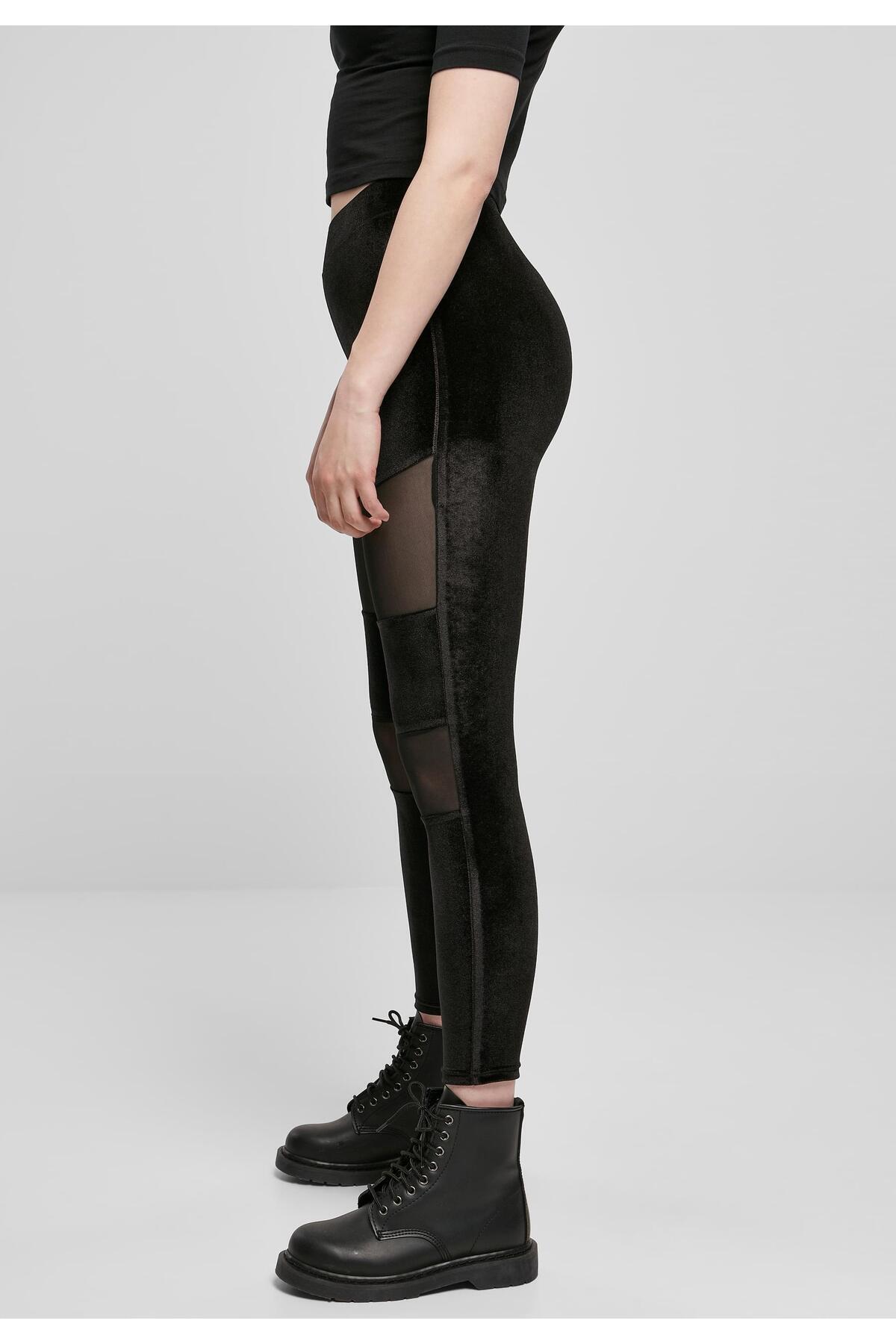 Urban Classics-Damen Ladies Velvet Tech Mesh Leggings 7