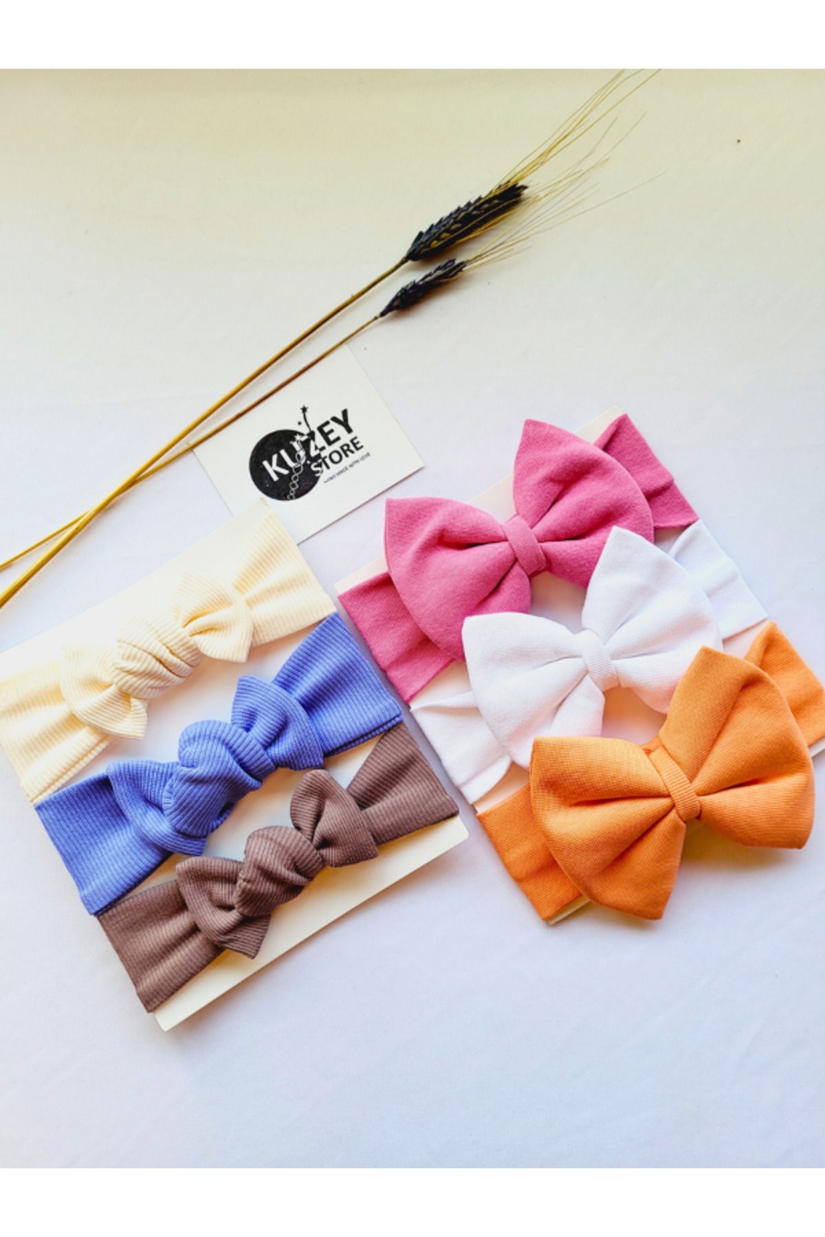 KUZEY STORE Kız Bebek 0-3 Yaş Uyumlu 3'lü Bandana Seti | Pamuklu ve Elastik