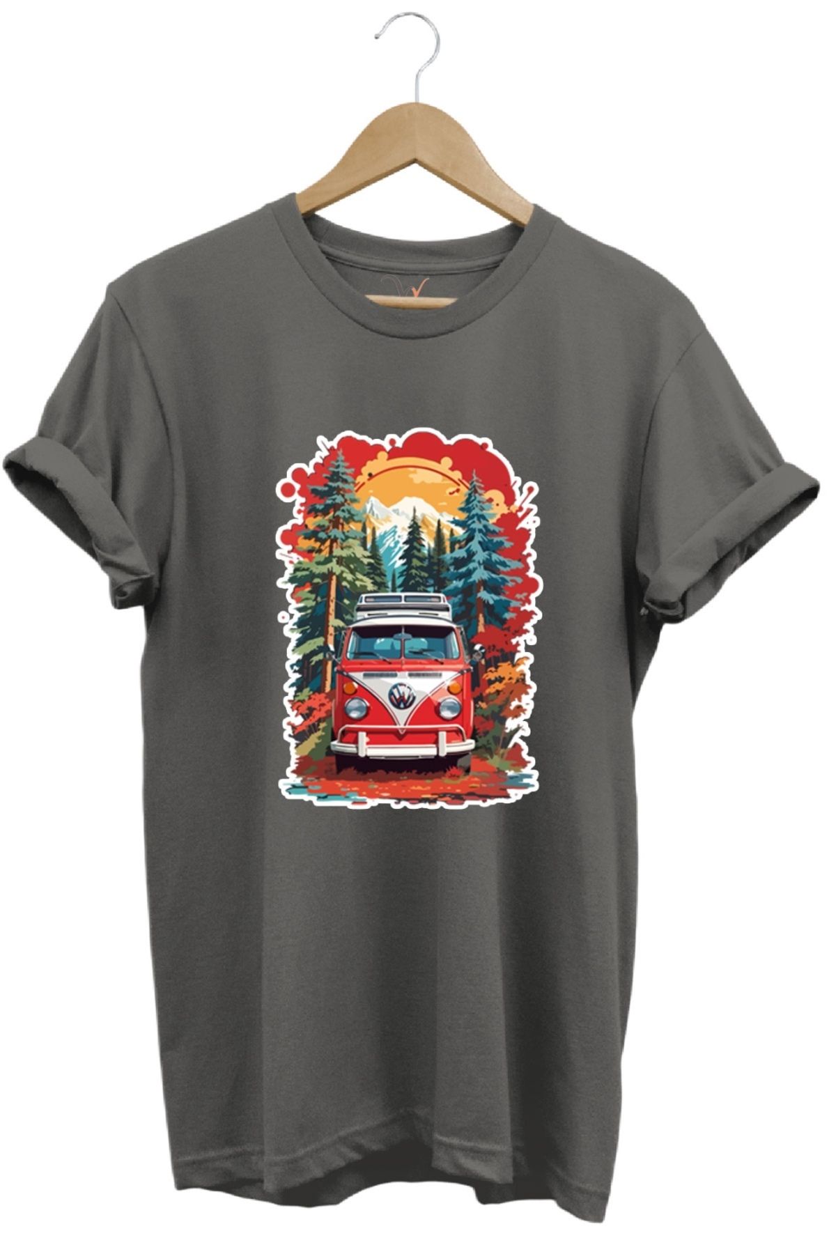 MODA Volkswagen Karavan %100 Pamuk Bisiklet Yaka Basic T-shirt