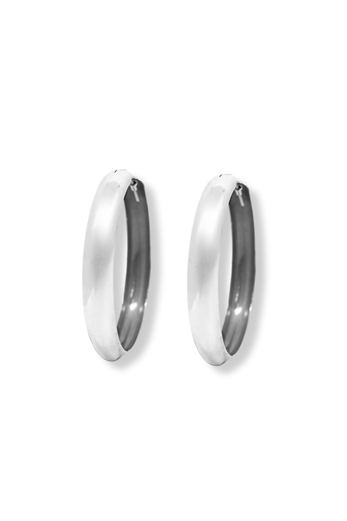 oya silver Geniş Enli Gümüş Halka Küpe 4x4cm