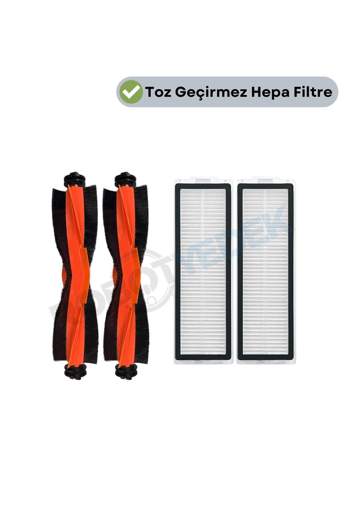 robotyedek Xiaomi X20 Max X20 Pro (PLUS DEĞİL!) Uyumlu Yedek Siyah Ana Fırça ve Hepa Filtre-4 Parça