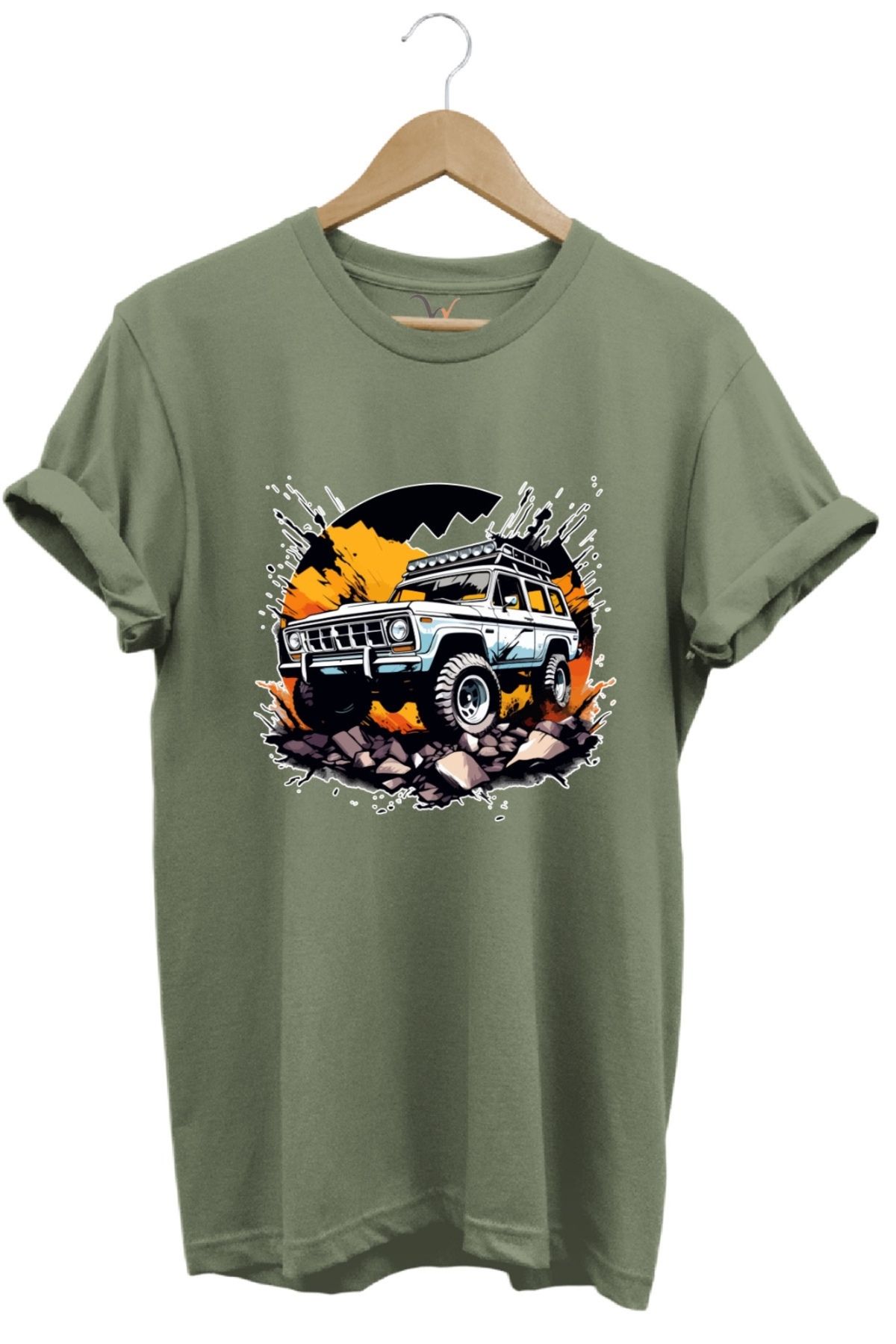 MODA Off-Road Tutkunlarına Özel 4X4 Baskılı %100 Pamuk Bisiklet Yaka Basic T-shirt