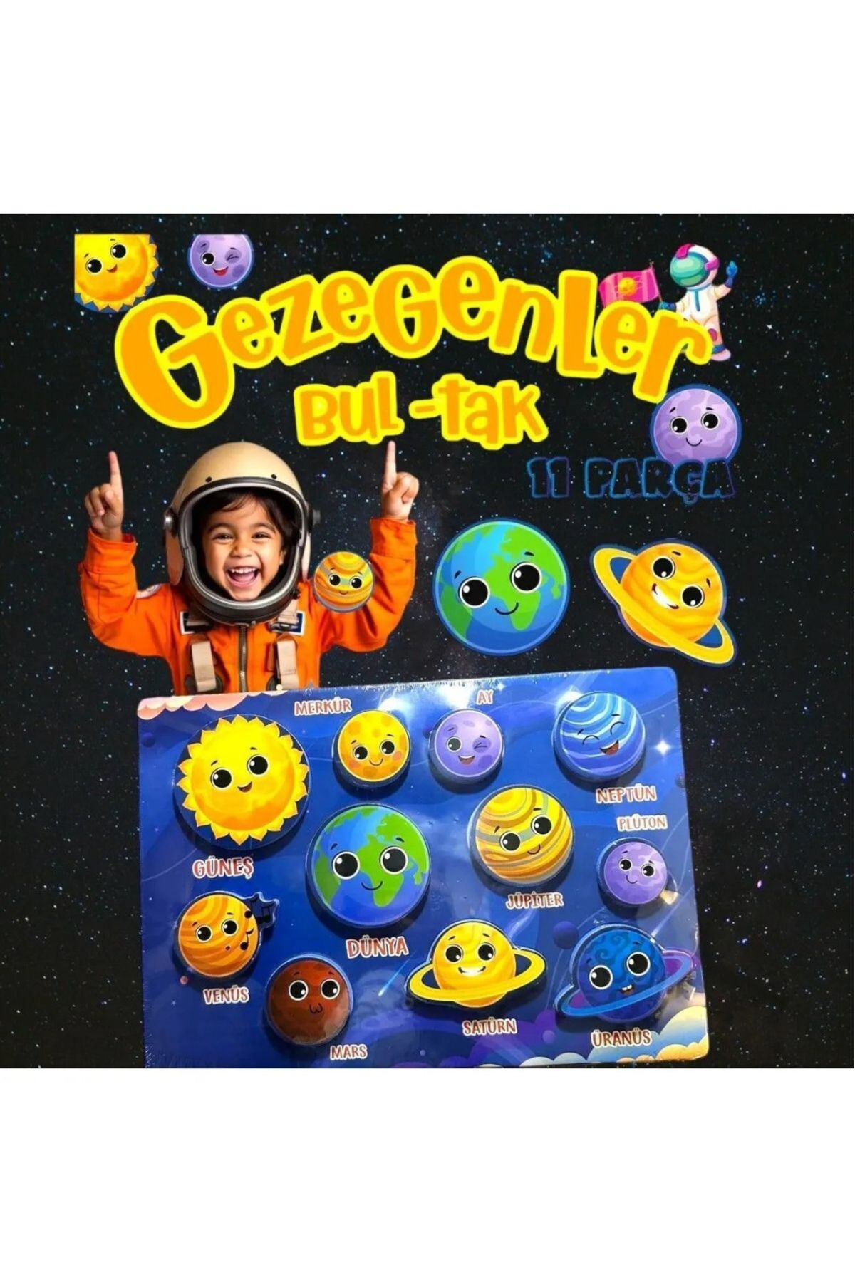 ÜÇGEN TOYS Gezegenler Eğitici Oyuncak Güneş Sistemini Öğreten Bul-tak Puzzle Oyuncak