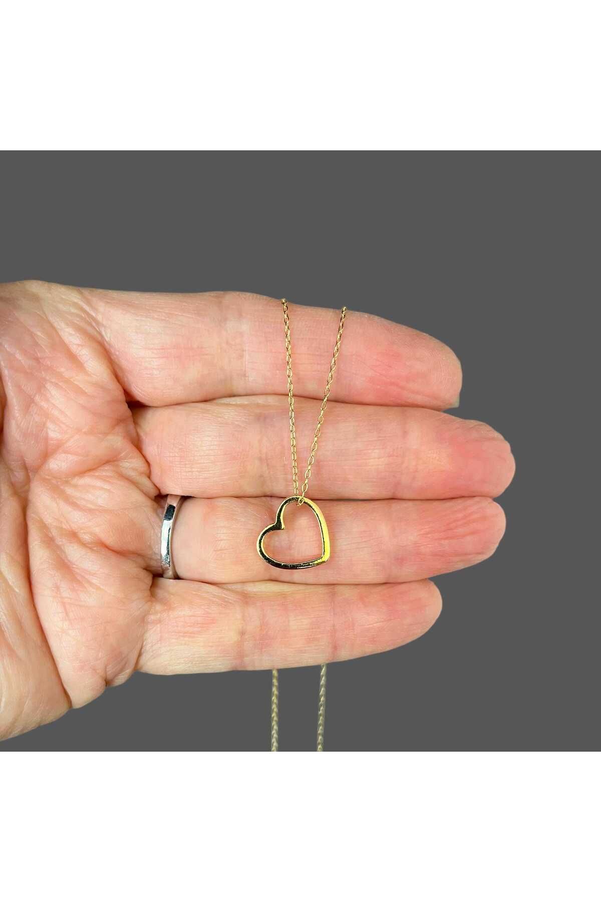 VESTA JEWELRY 925 Ayar Gümüş Kadın Kalp Model Altın Kaplamalı Kolye