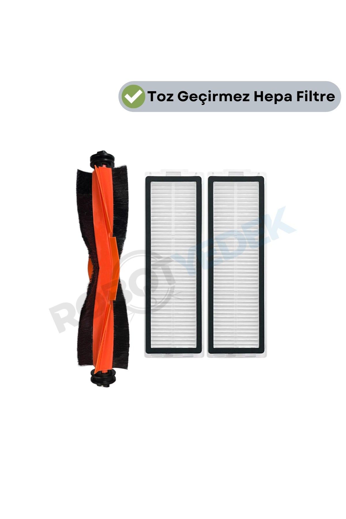 robotyedek Xiaomi X20 Max X20 Pro (PLUS DEĞİL!) Uyumlu Yedek Siyah Ana Fırça ve Hepa Filtre-3 Parça