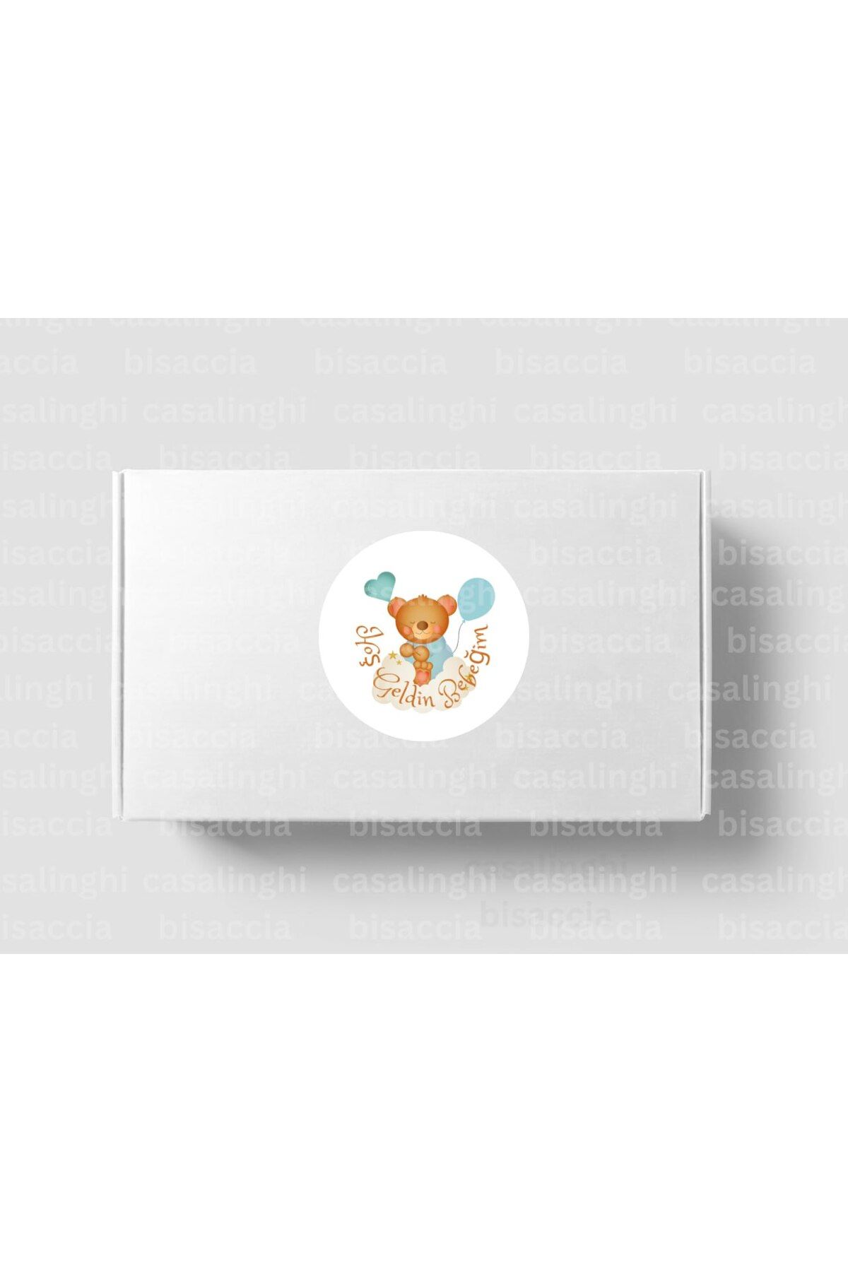 CASALINGHI Hoş Geldin Bebeğim Etiketi Ayıcık Baskılı Yuvarlak Mat Çıkartma Cute Round Sticker 4 Cm (45 Adet)