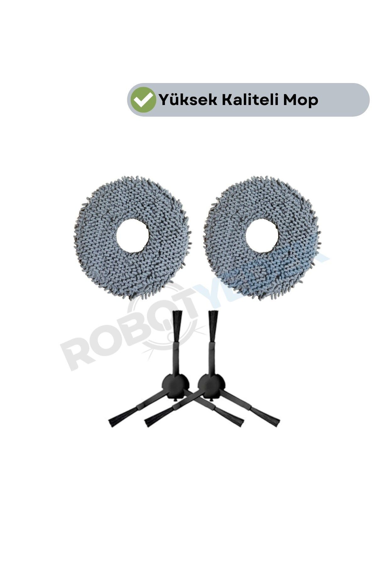 robotyedek Xiaomi X20 Max X20 Pro (PLUS DEĞİL!) Uyumlu Yedek Mop ve Yan Fırça-4 Parça