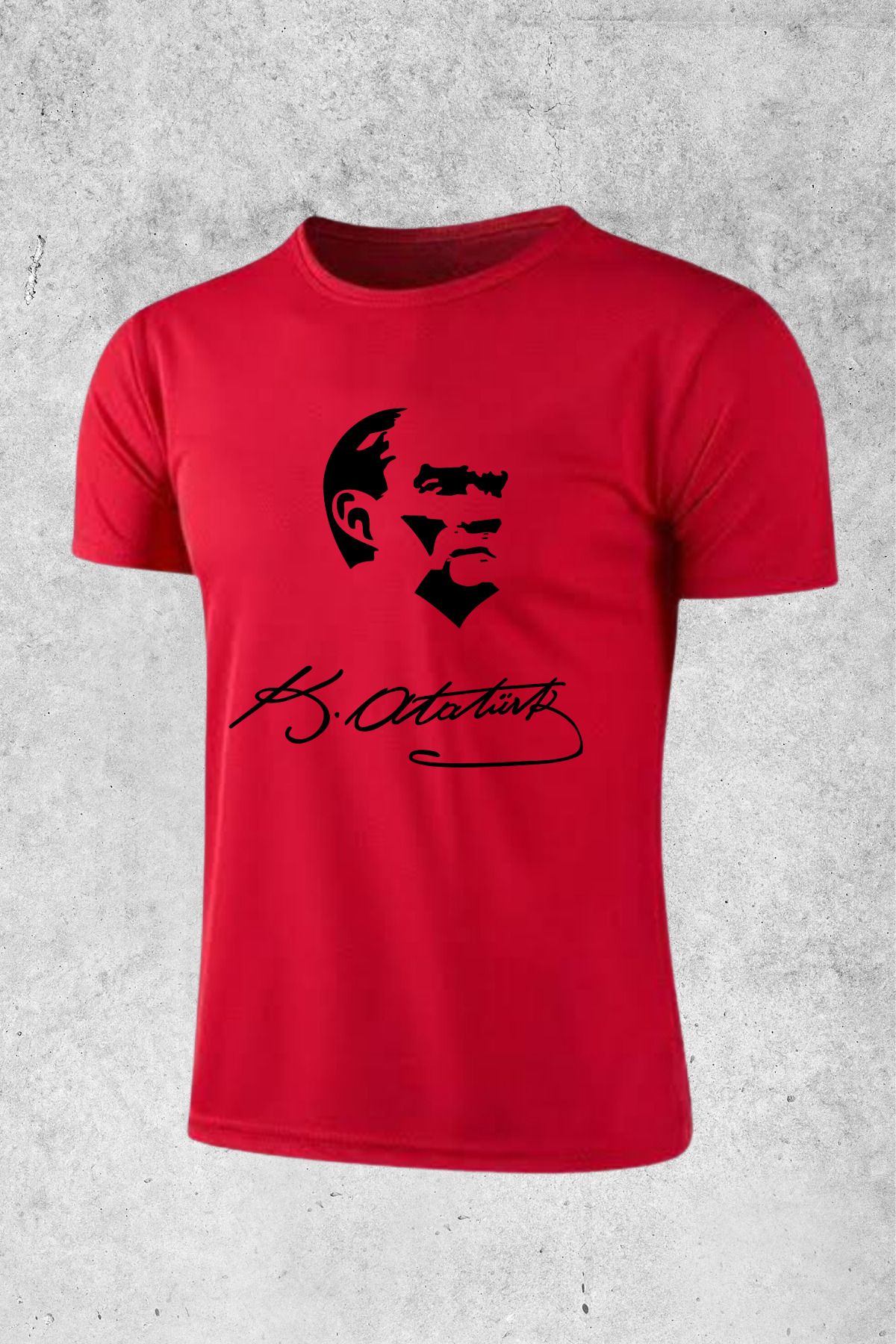 MOLICO Basic unisex sıfır yaka kısa kollu ATATÜRK SÜLİET baskılı tshirt