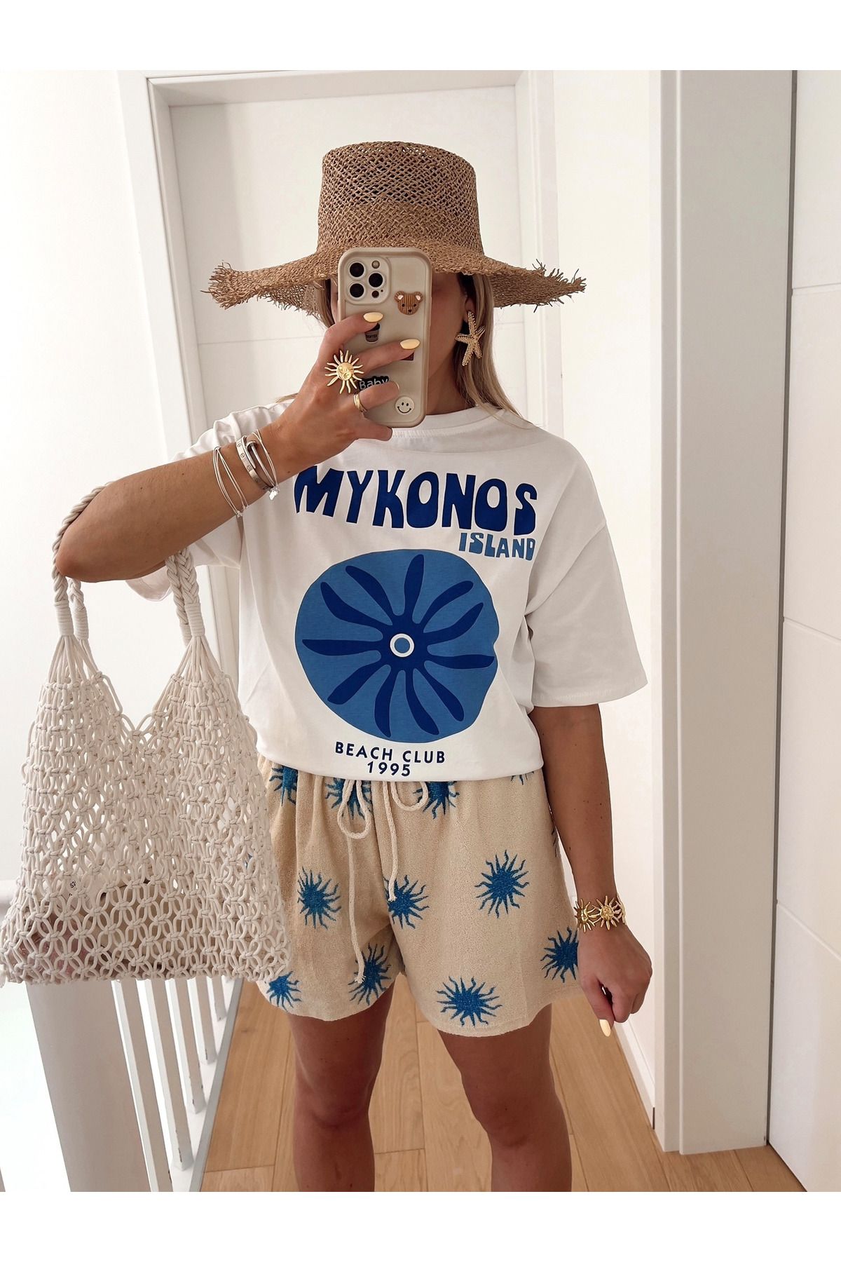 Jose Clothing Beyaz Premium Soleil Serisi Oversize Kesim Organik Pamuk Kısa Kollu Baskılı T-shirt
