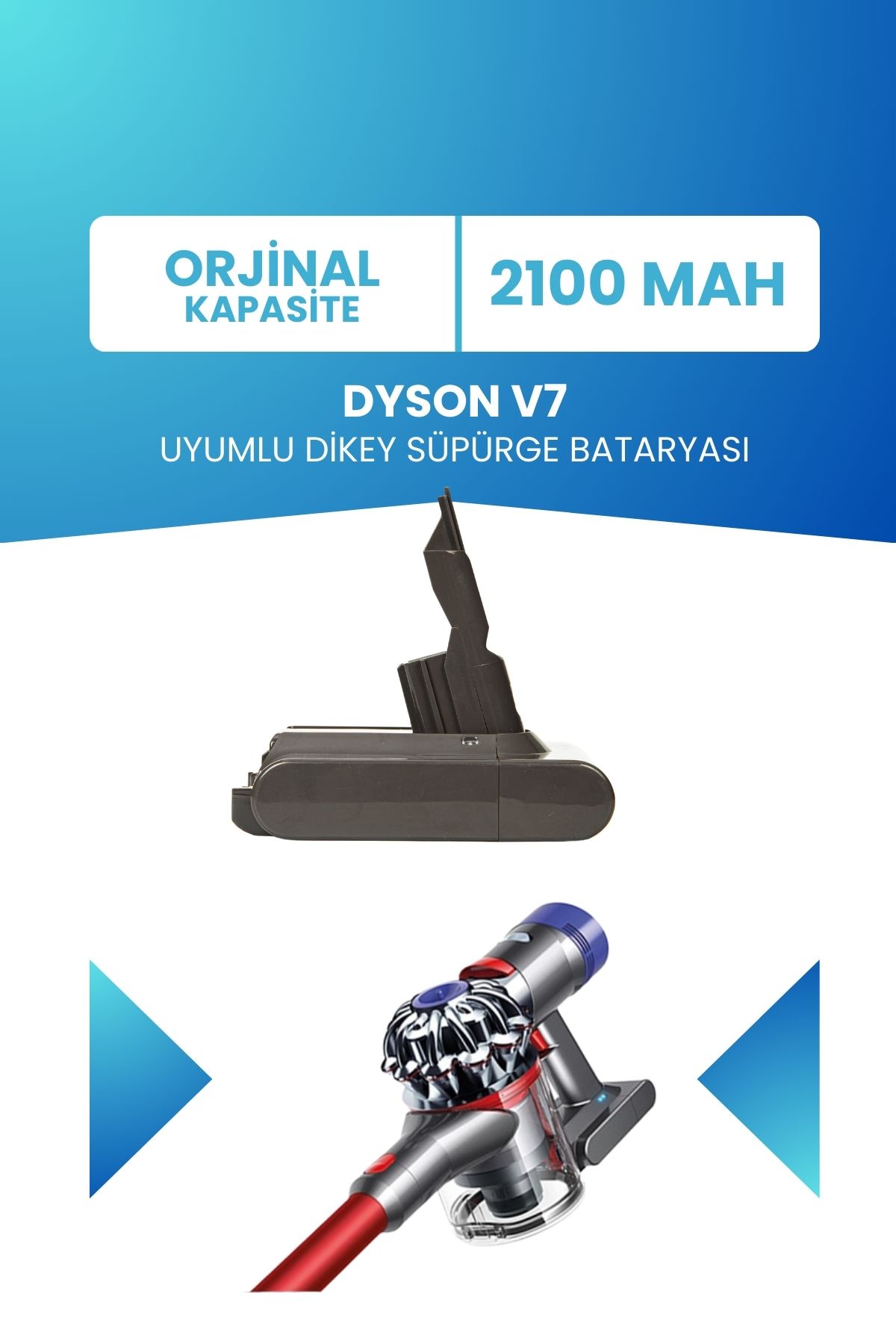 ELECTROLL Dyson V7 Uyumlu Batarya SV11 (STANDART KAPASİTE) 21.6 V 2100mah Dikey Süpürge Bataryası