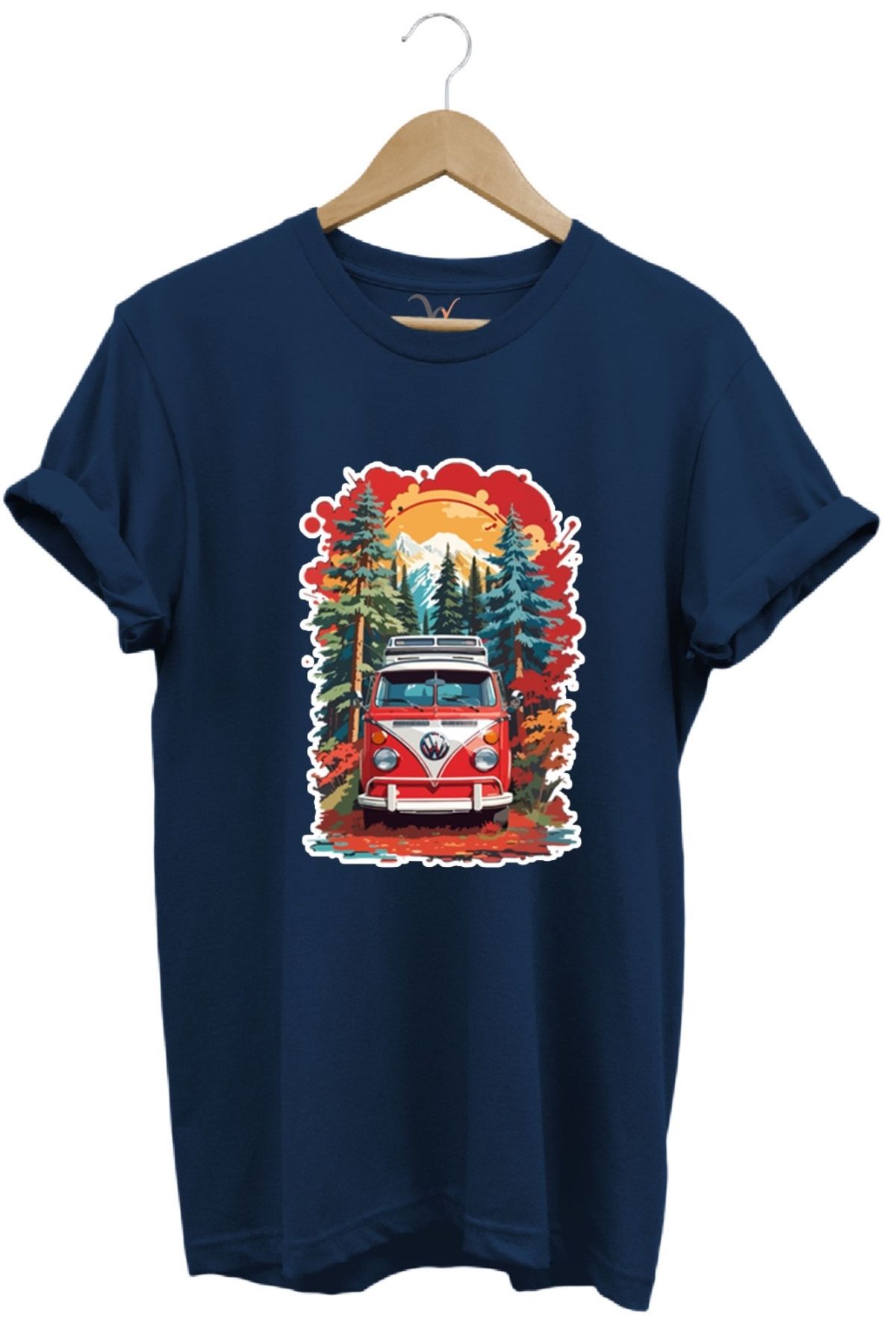 MODA Volkswagen Karavan %100 Pamuk Bisiklet Yaka Basic T-shirt