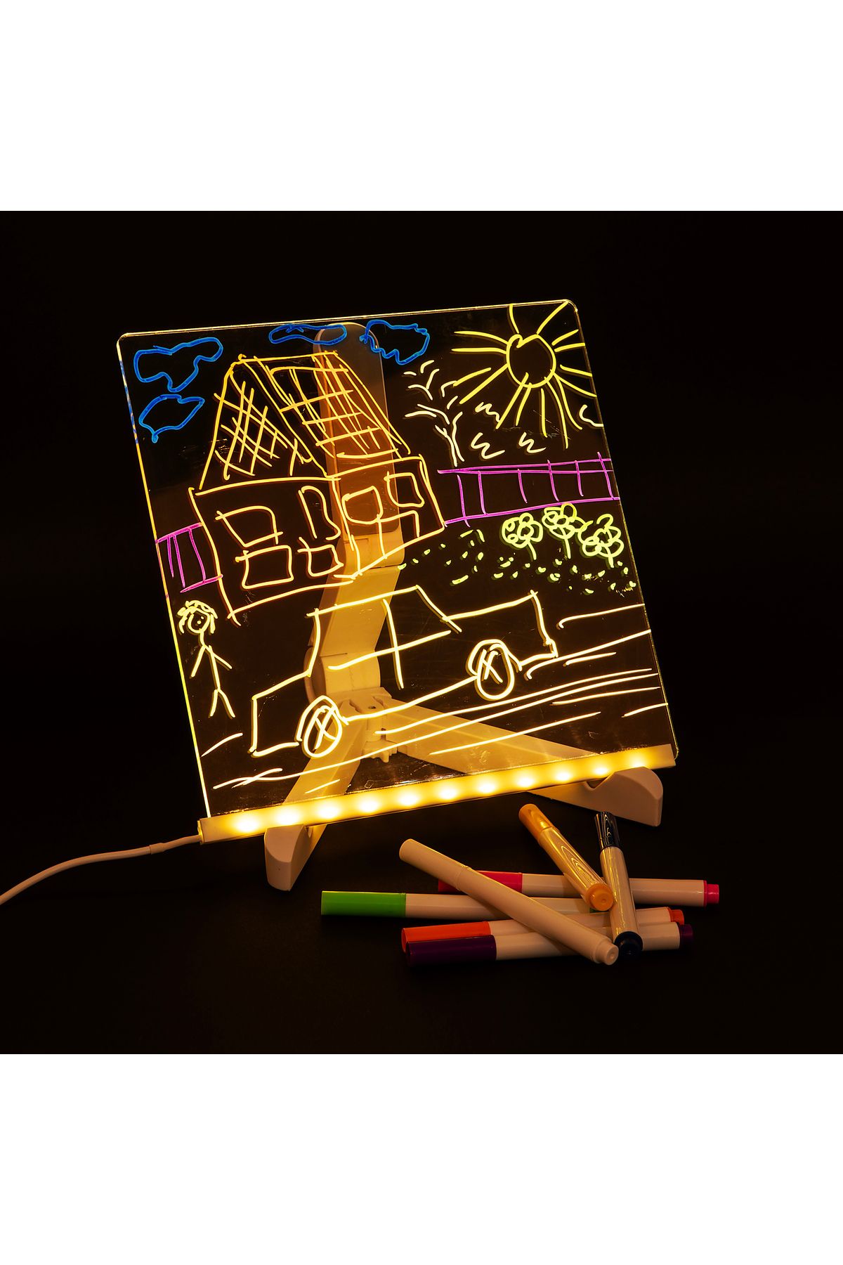 joyplus Led Neon Işıklı Şeffaf Yazı Tahtası Seti