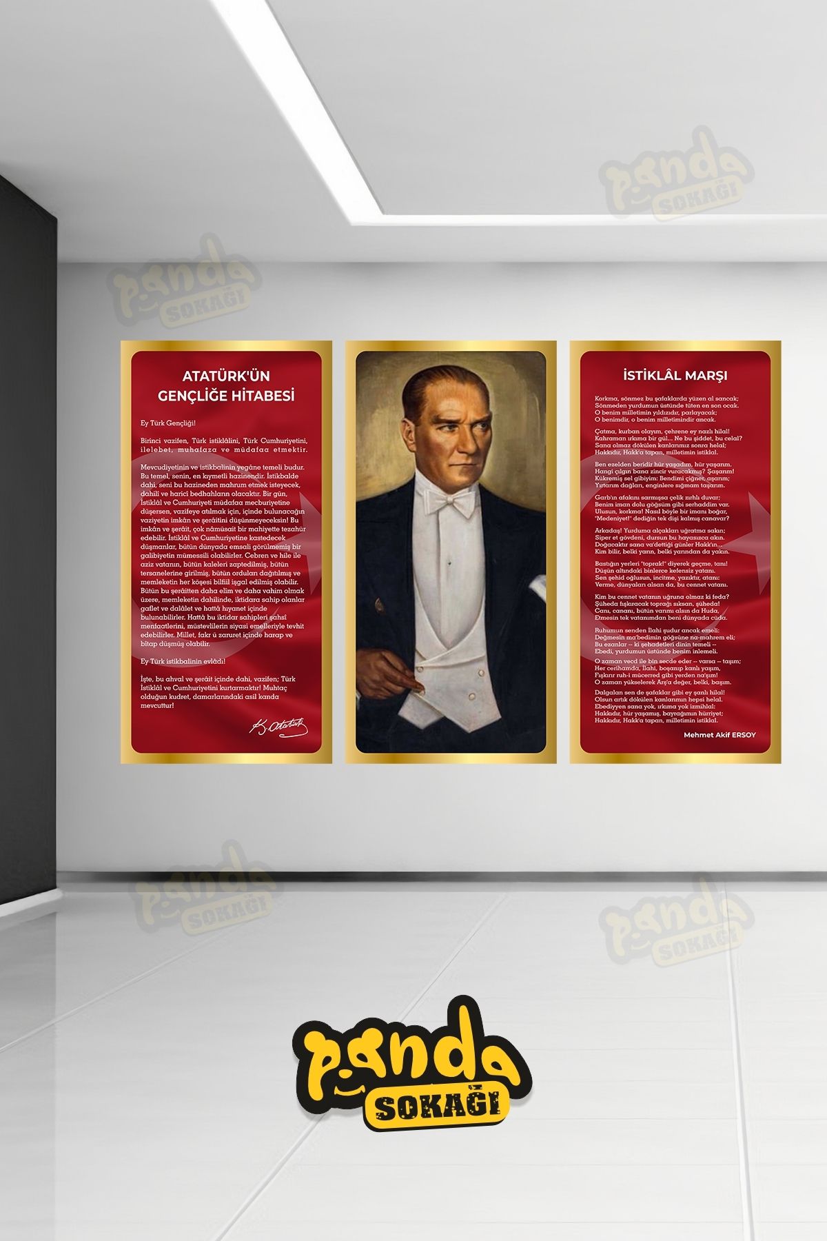 PANDA SOKAĞI Atatürk Köşesi Kendiden Yapışanklı Duvar Kağıdı, Kreş,İlkokul,Anasıfı, Okul, Anasıfı Kreş Sticker