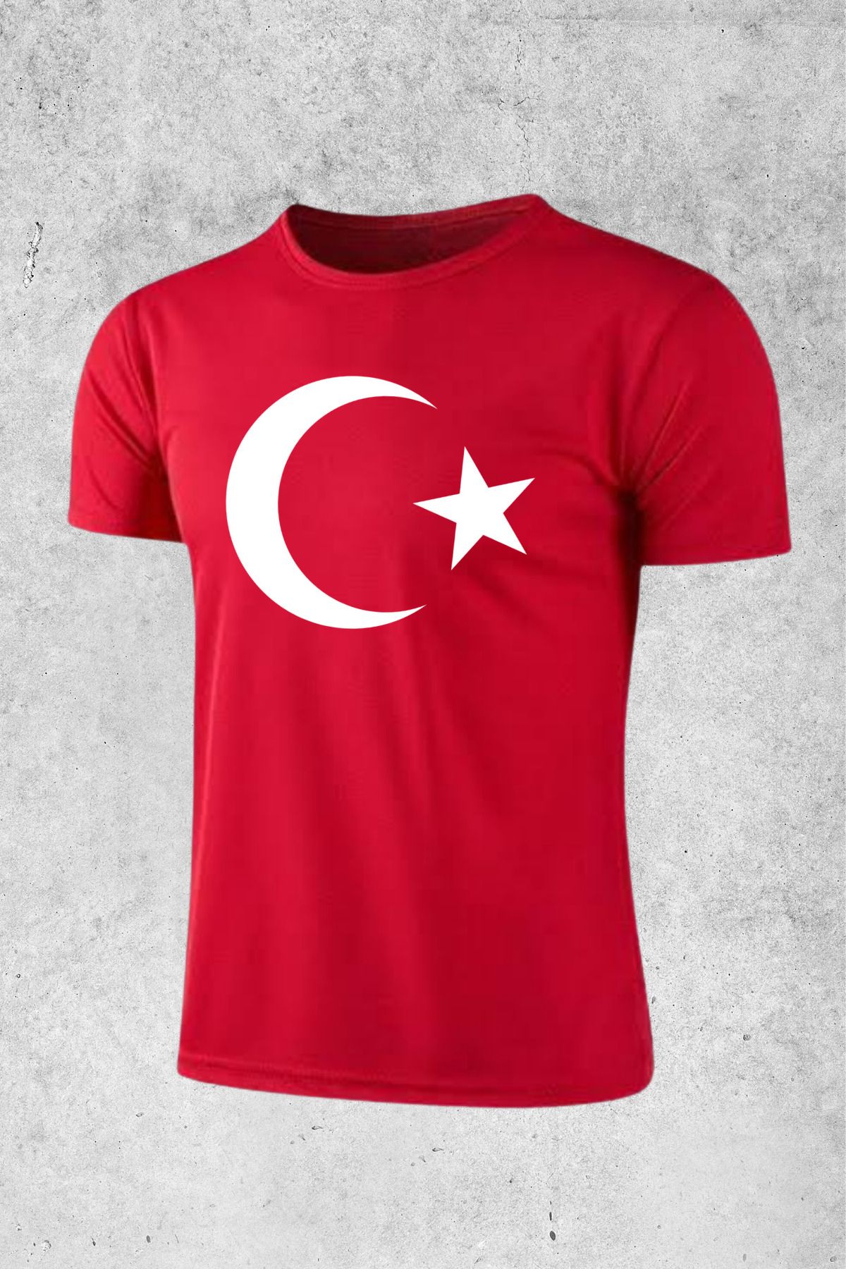 MOLICO Basic unisex sıfır yaka kısa kollu TÜRK BAYRAK baskılı tshirt