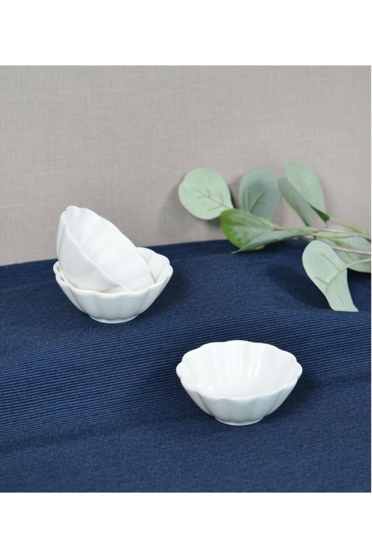 ByCaretta Porselen Mini Çerezlik Lokumluk Kahve yanı 6 lı Set Beyaz 25915