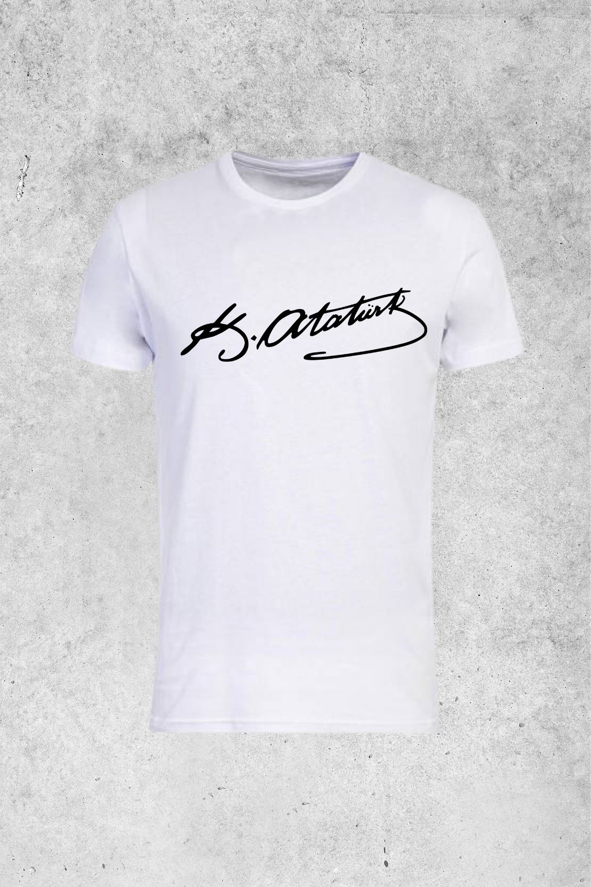MOLICO Basic unisex sıfır yaka kısa kollu ATATÜRK İMZA baskılı tshirt