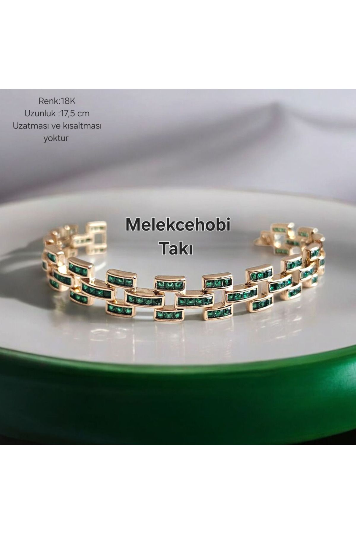 XUPING JEWELRY Melekcehobi Takı Xuping Marka Rose Gold Yeşil Taşlı Bileklik