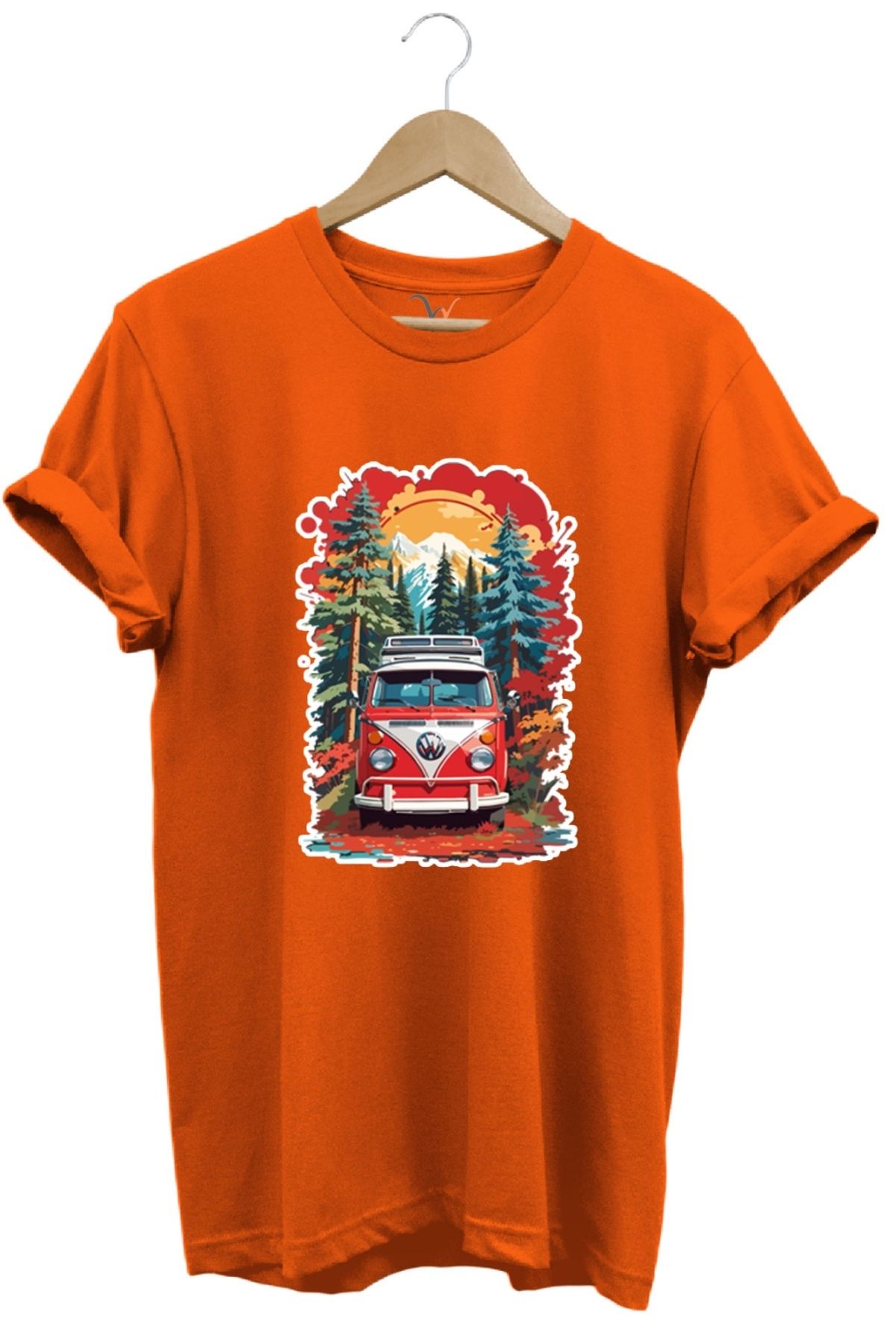 MODA Volkswagen Karavan %100 Pamuk Bisiklet Yaka Basic T-shirt