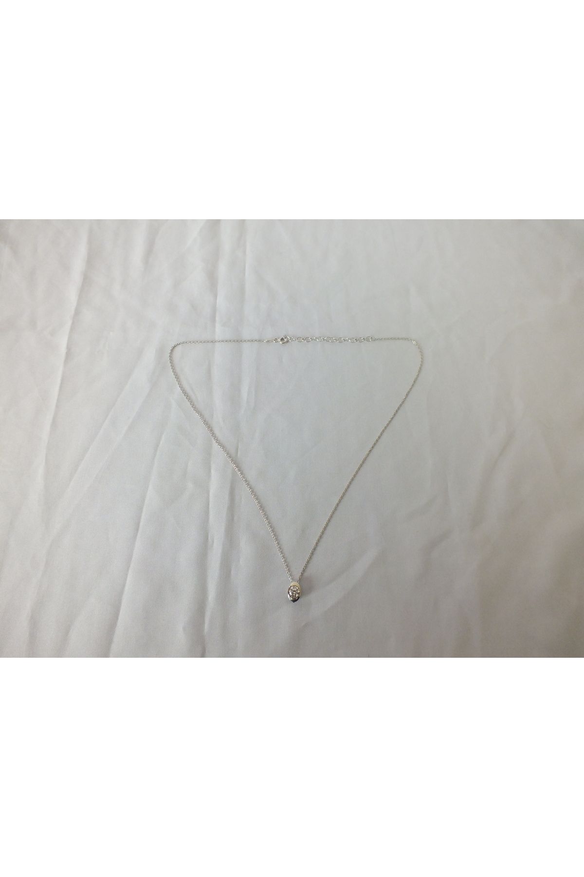 Marmaris Jewellery 925 Ayar Kadın Gümüş Kolye İnce Zincirli Tek Taşlı Zarif Hayalet Model