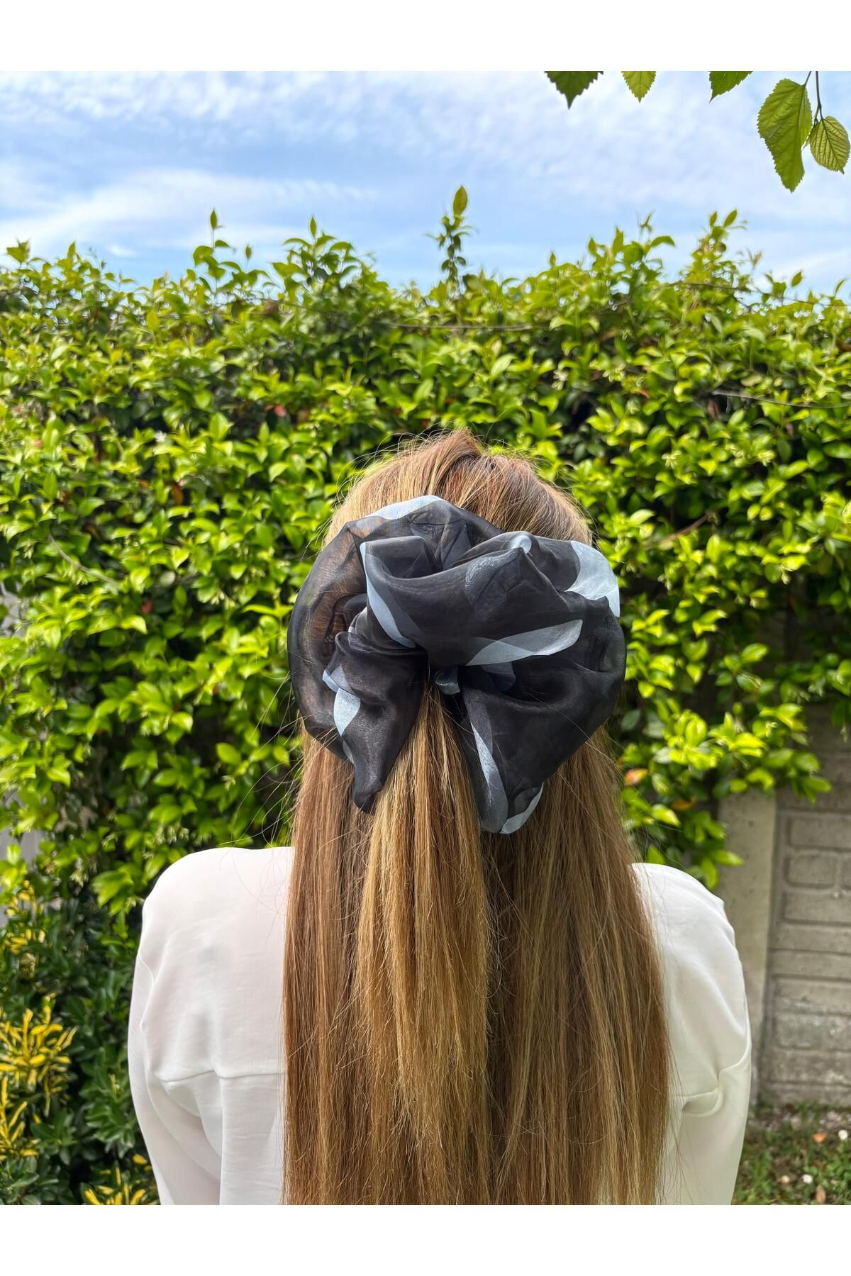 KİKİYS Organze Puantiye Desenli XXL Saç Tokası Kadın Saç Aksesuarı Scrunchie