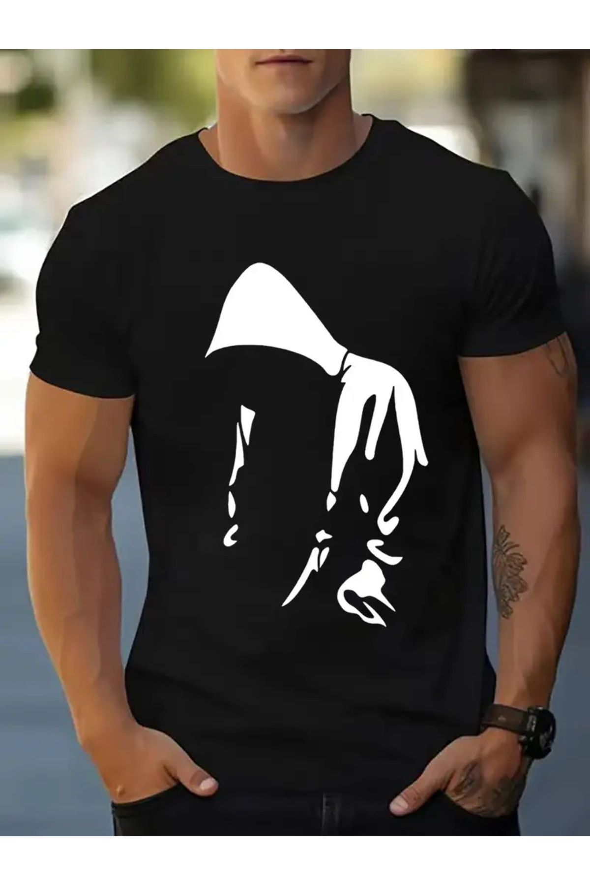 qubo sportswear & company qubo Unisex Oversize Baskılı Pamuklu Bisiklet Yaka Kısa Kollu SİYAH T-shirt