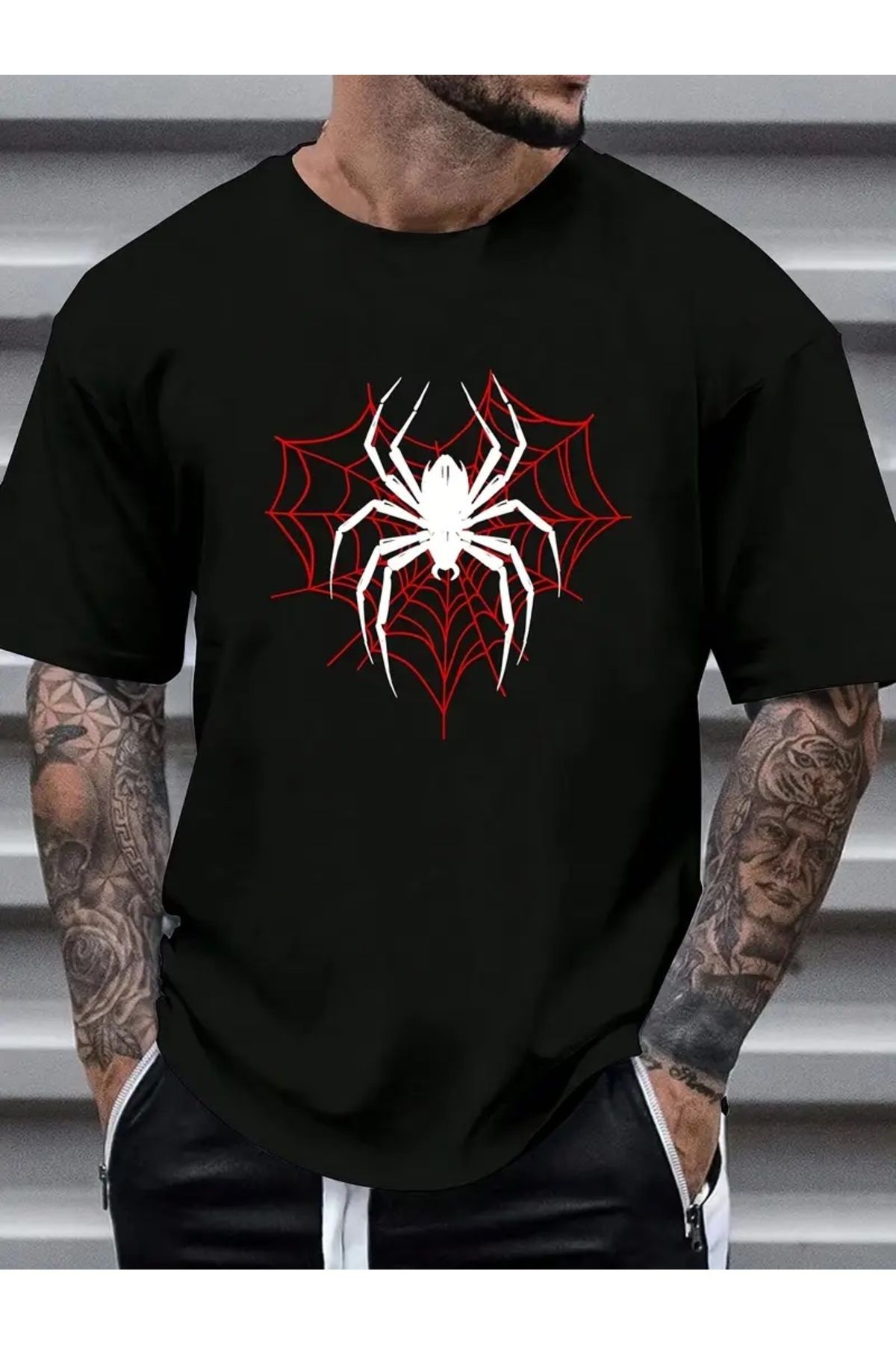 qubo sportswear & company qubo Unisex Oversize Baskılı Pamuklu Bisiklet Yaka Kısa Kollu SİYAH T-shirt