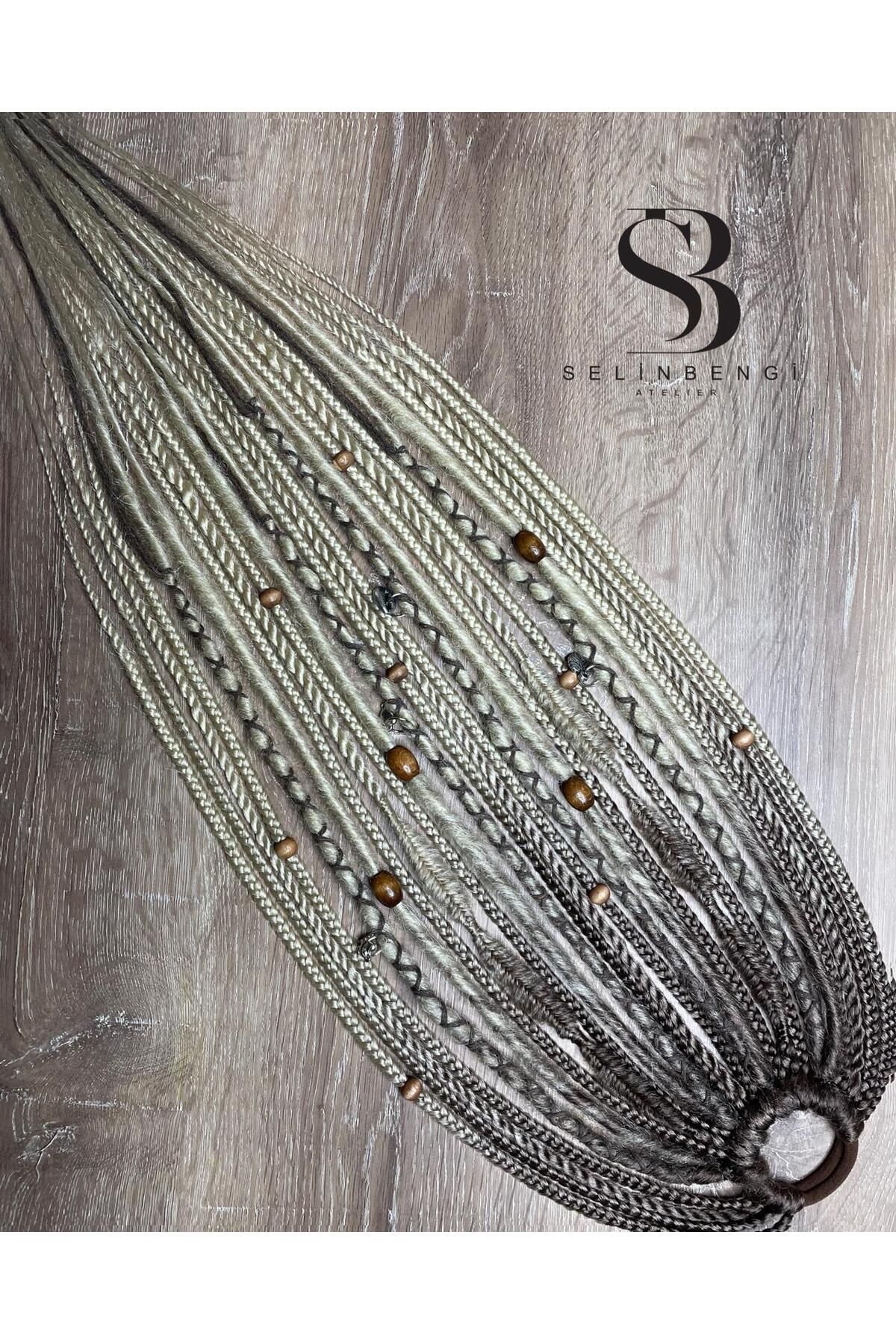 Selin Bengi Rasta Mix Afrika Örgü Toka 25'li 50cm - Koyu Kumral & Platin Ombreli