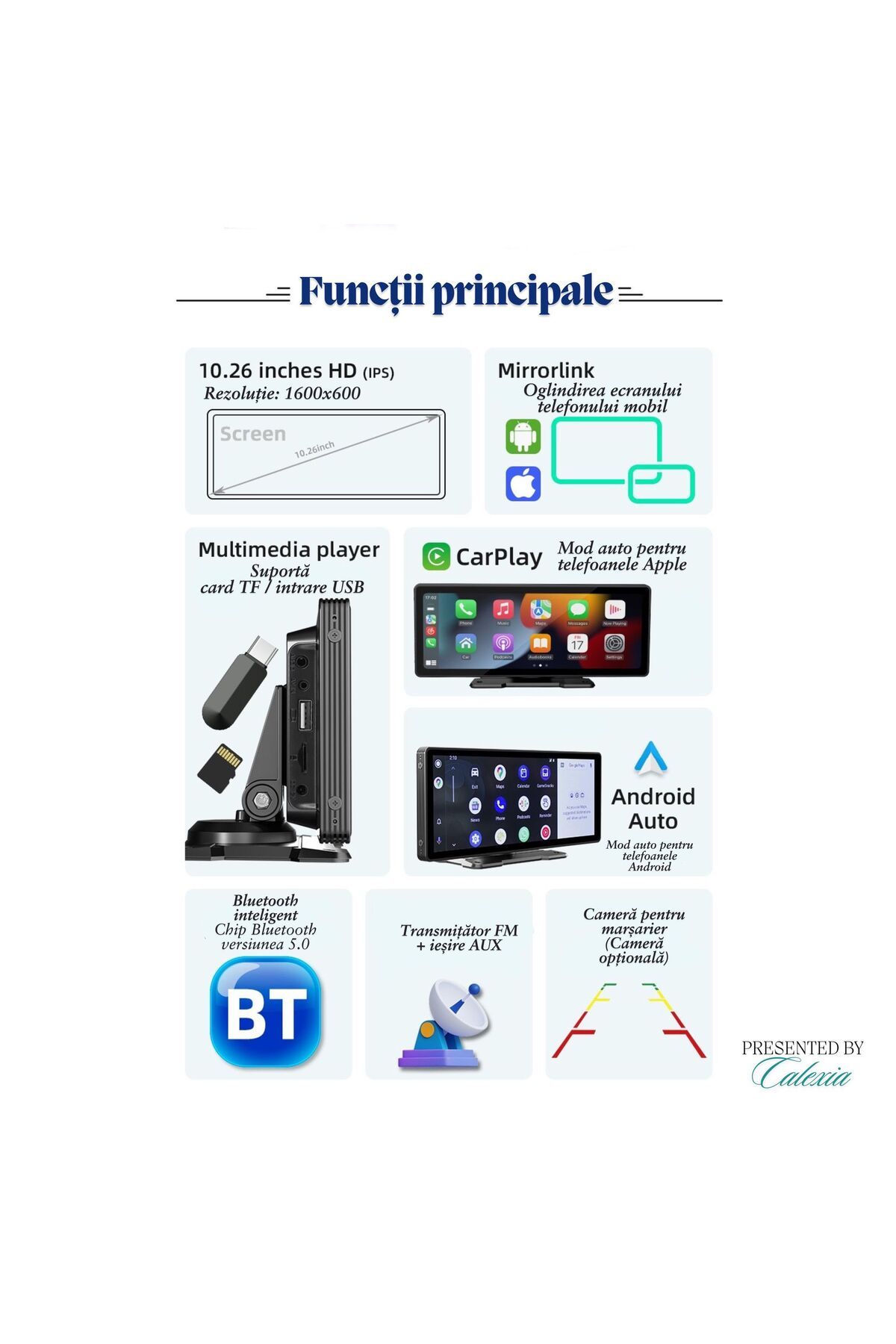 e-Wantay-Car Navigation 10.26" HD MP5, Wireless CarPlay & Android Auto, Bluetooth, Screen Mirroring, Black 10