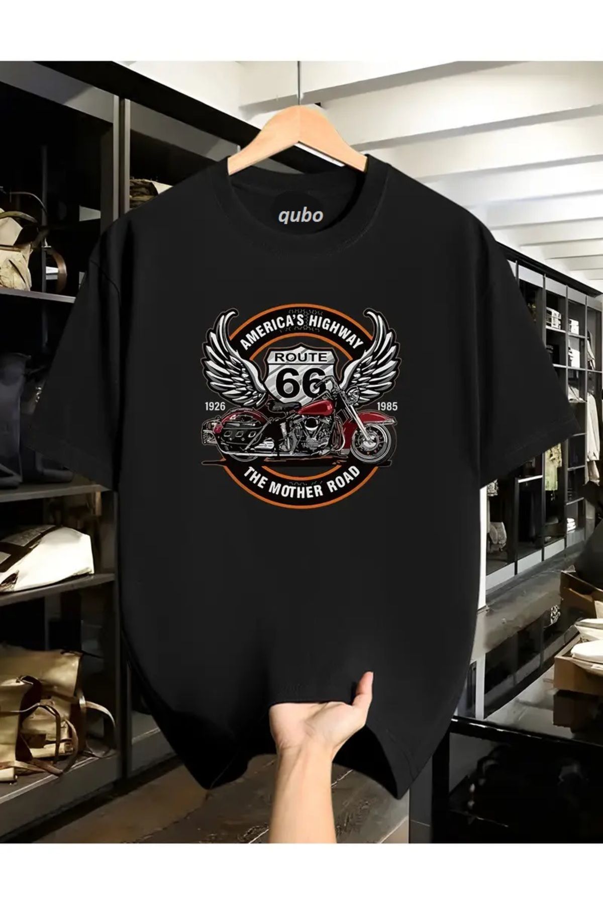 qubo sportswear & company qubo Unisex Oversize Baskılı Pamuklu Bisiklet Yaka Kısa Kollu SİYAH T-shirt