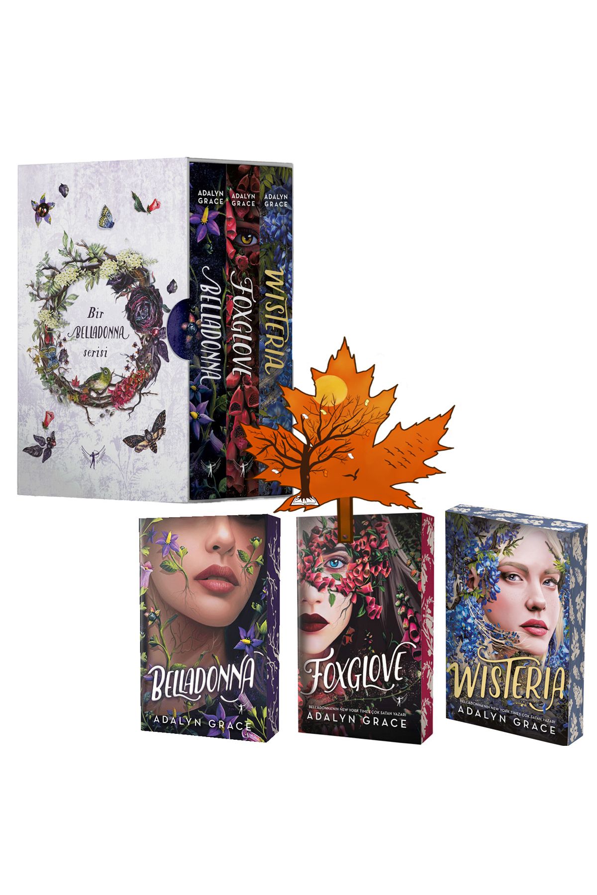 Artemis Yayınları Belladonna Serisi Kutulu Set - 3 Kitap - Wisteria - Foxglove - kitap ayracı ile