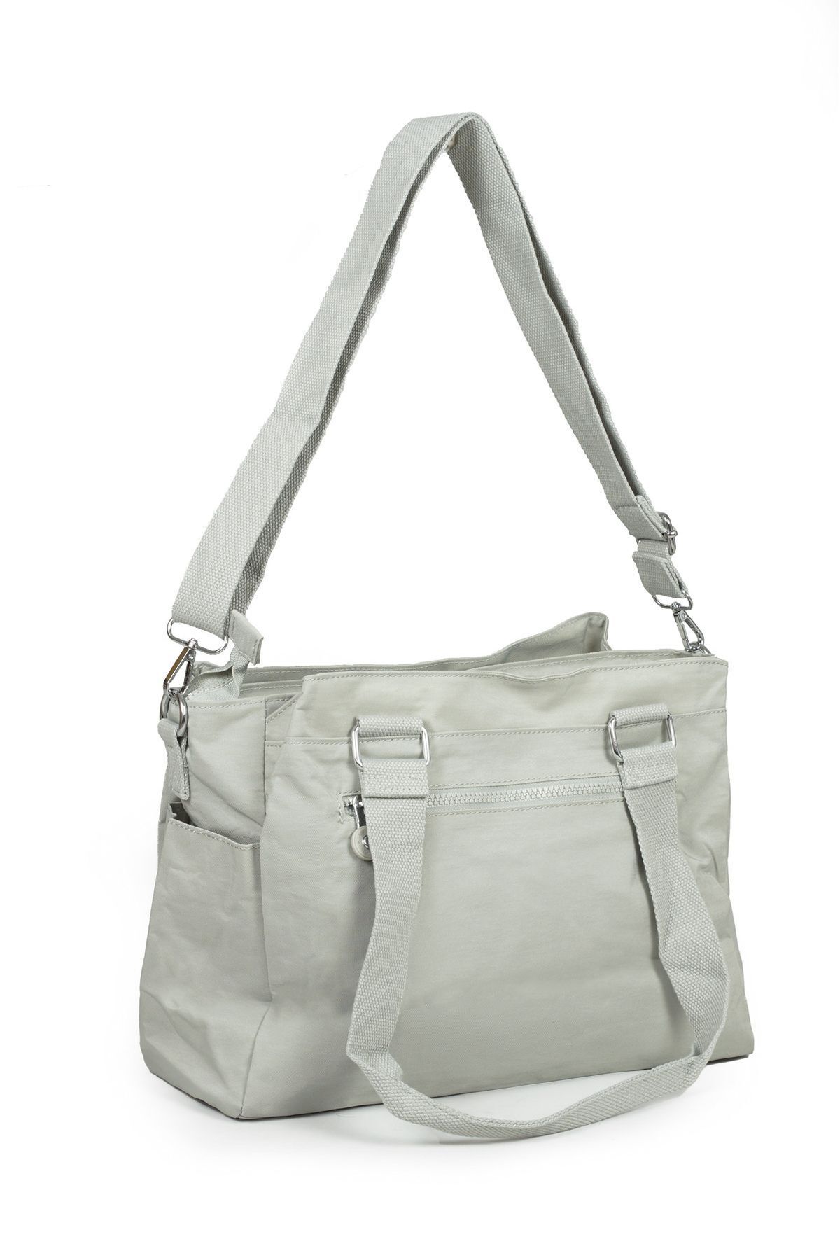İMAKS-Large Size Gray 3026 Model Waterproof Crossbody Crinkle/Clinker Bag with Hand and Shoulder Arm Function 2