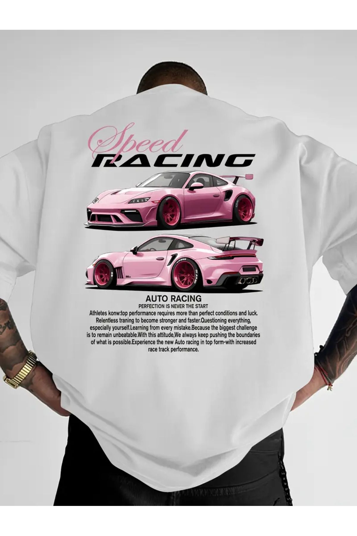 Racıng Unisex Racing Araba Baskılı Oversize Tişört-Unisex Oversize Racıng %100 Pamuklu Premium T-Shirt
