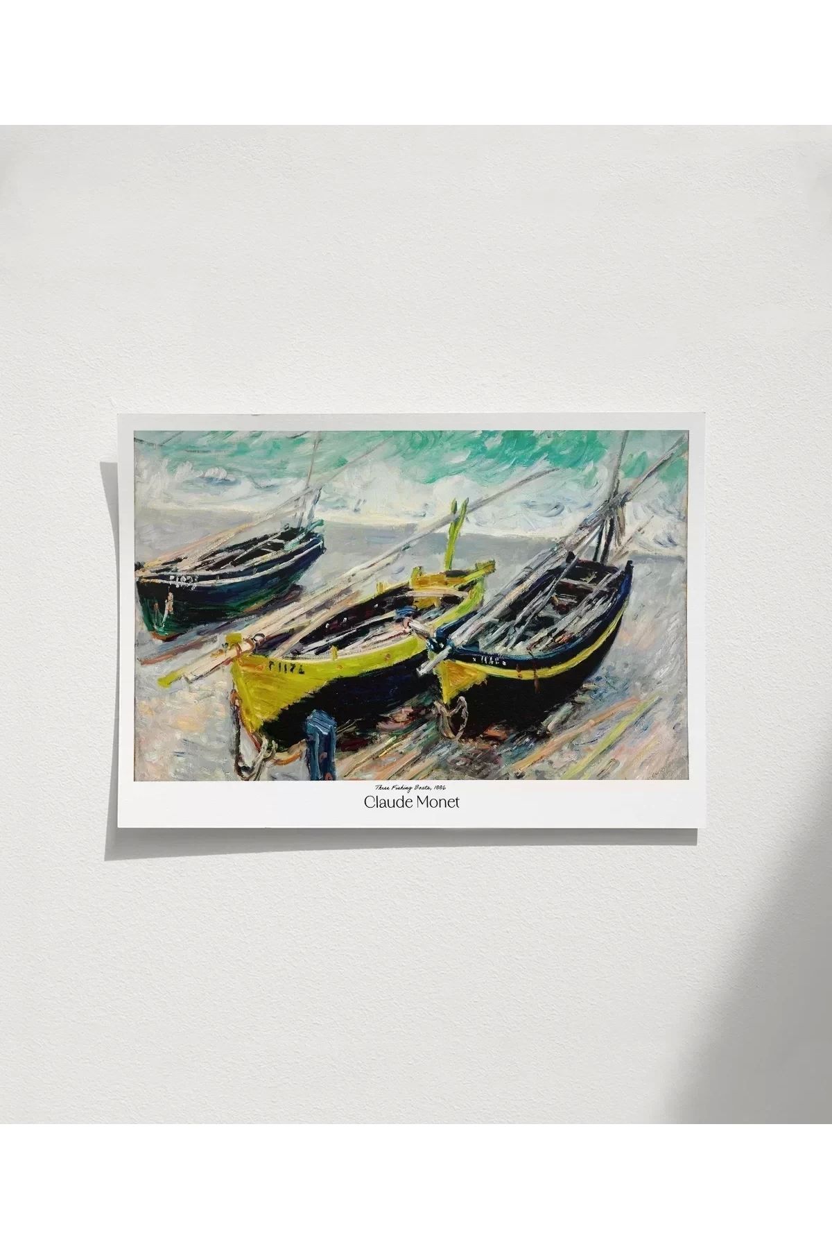 VOGLOO Çerçevesiz Poster Claude Monet Üç Balıkçı Teknesi
