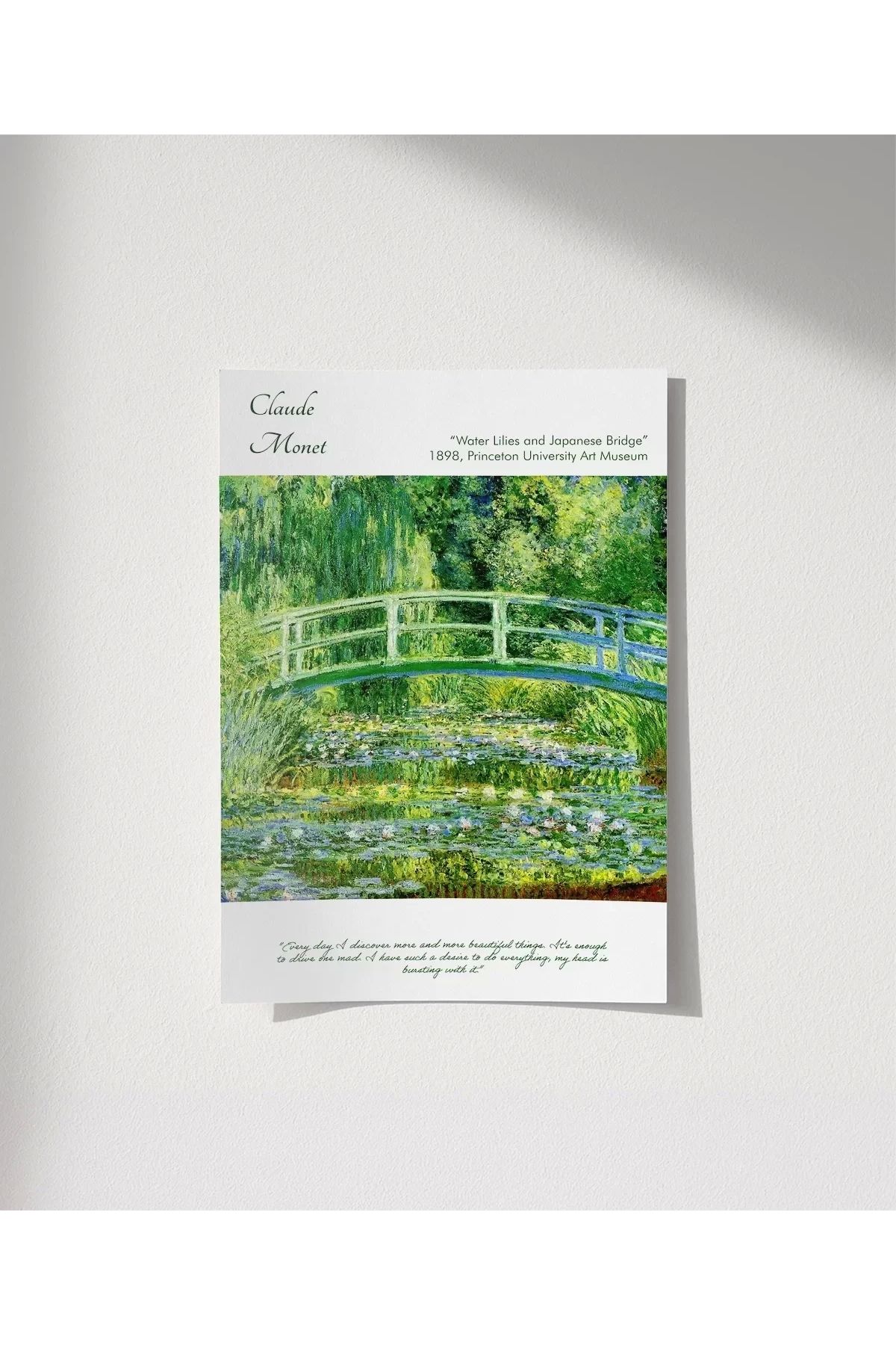 VOGLOO Çerçevesiz Poster Claude Monet Zambaklar ve Japon Köprüsü