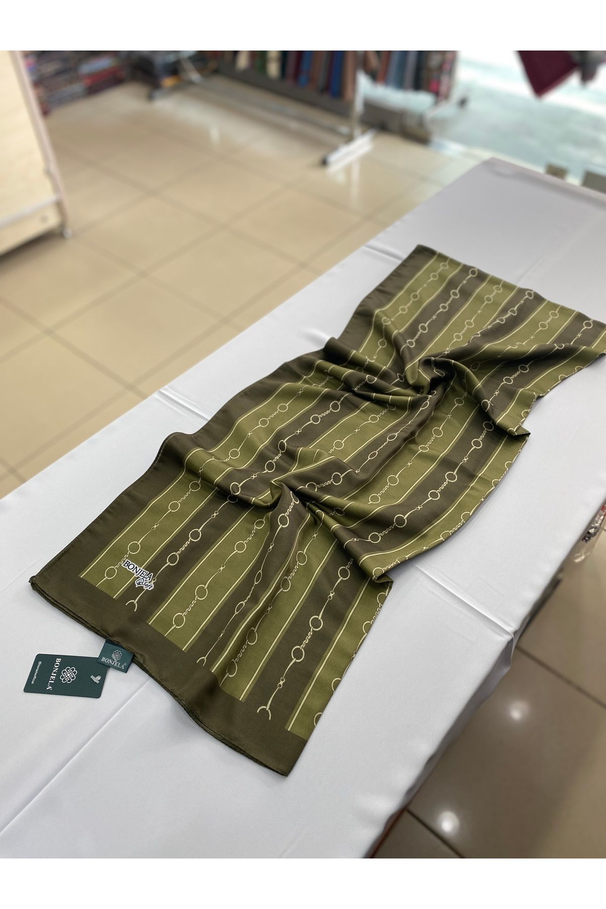 Bonjela Zincir Desen Pamuklu Soft Şal