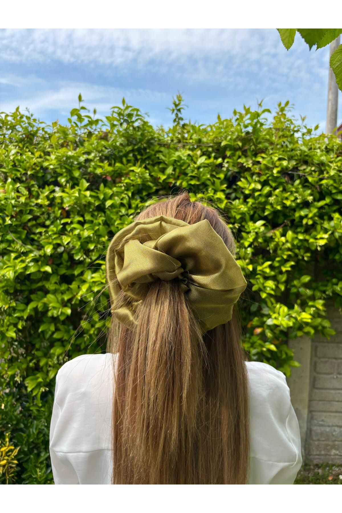 KİKİYS Yağ Yeşili XXL Kadın Saç Tokası Kadın Saç Aksesuarı Scrunchie