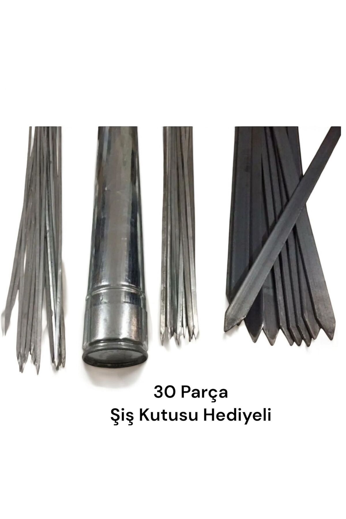 YILMAZNARGİLE Mangal Seti 60cm -10 Adana Kebap Şiş Silme Demir , 10 Ciğer Şişi , 10 Kuşbaşı ,Şiş Kutusu Hediyeli
