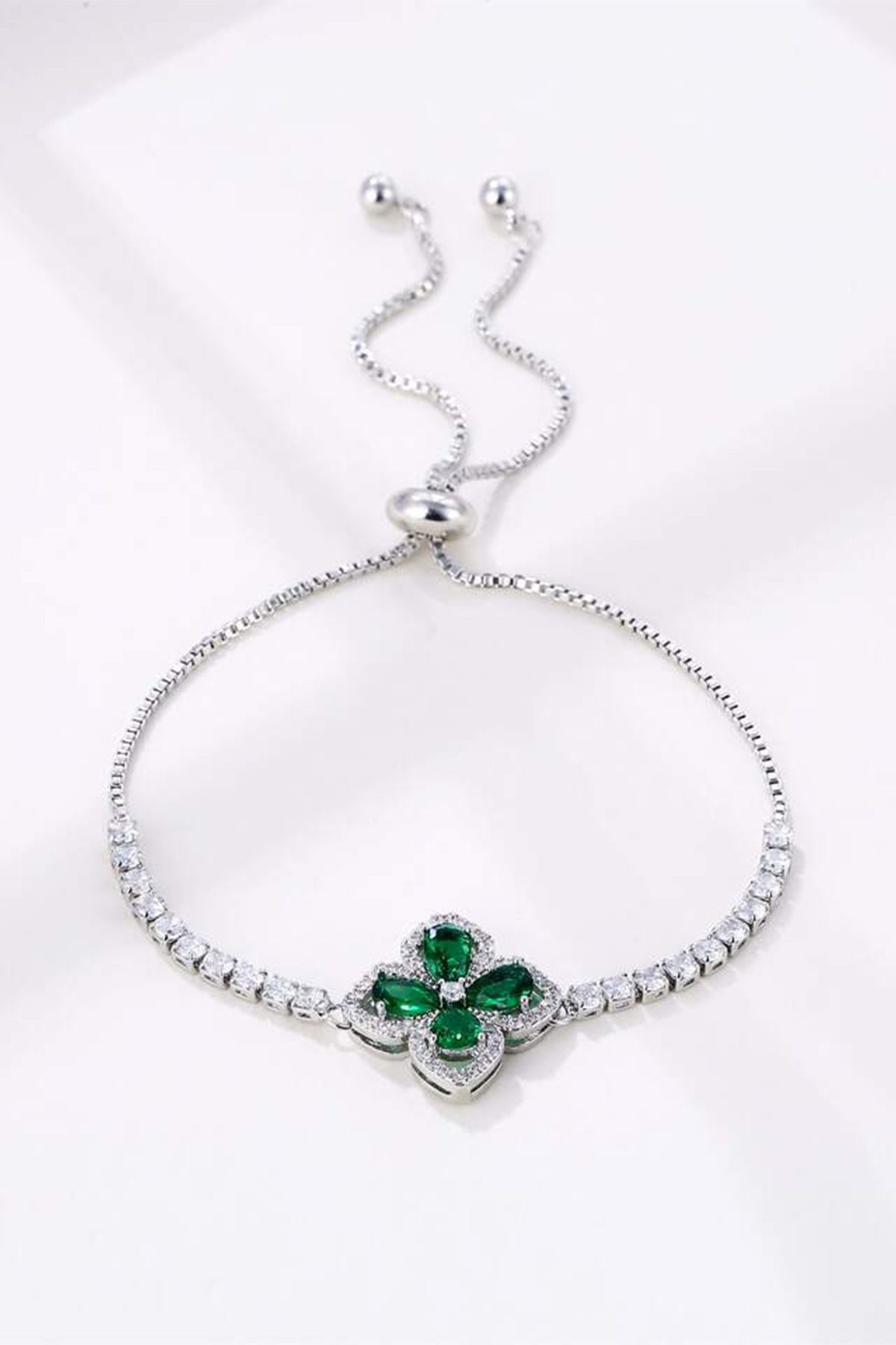 laria jewelry Yeşil Yonca Su Yolu Ayarlanabilir Bileklik