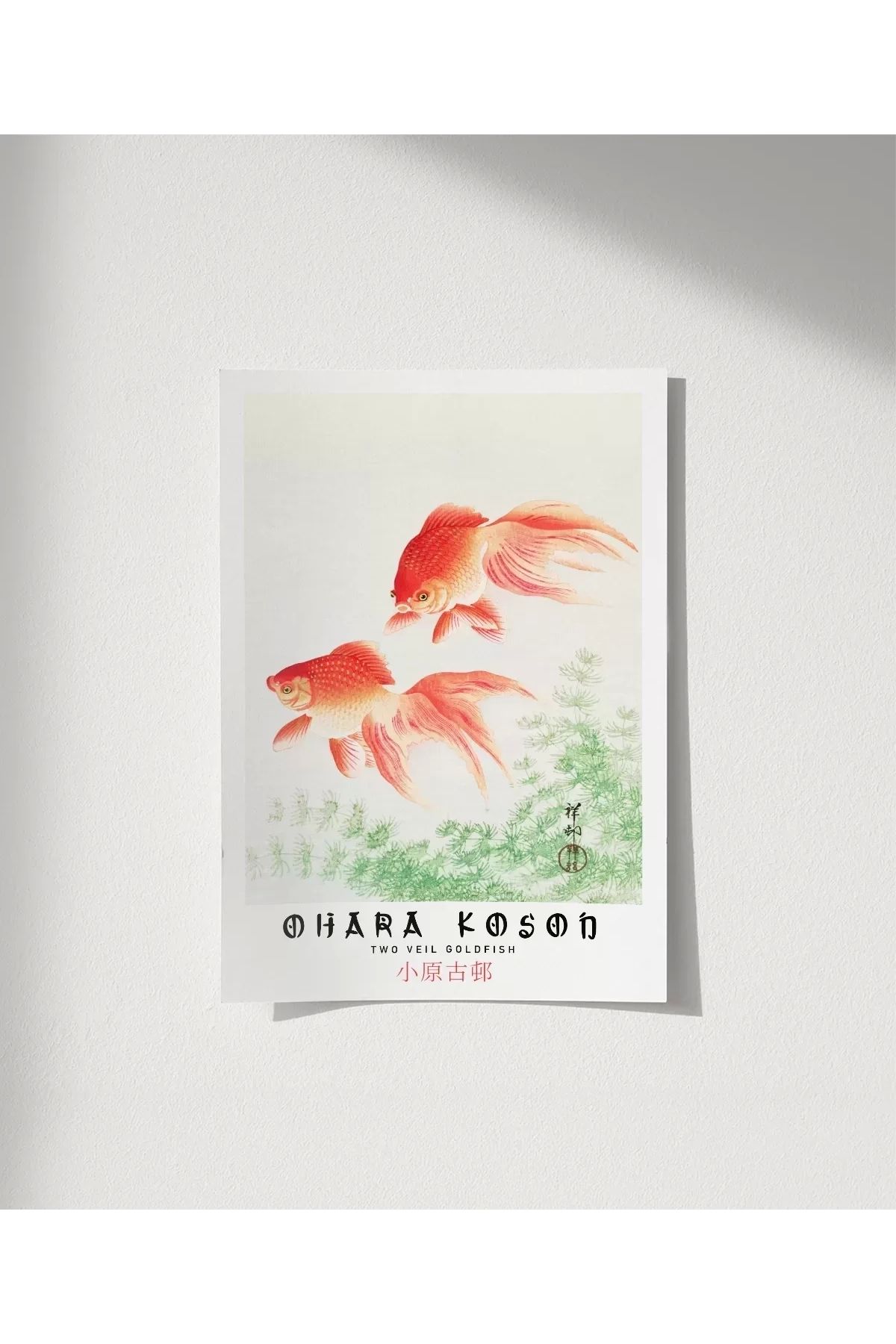 VOGLOO Çerçevesiz Poster Ohara Koson İki Japon Balığı