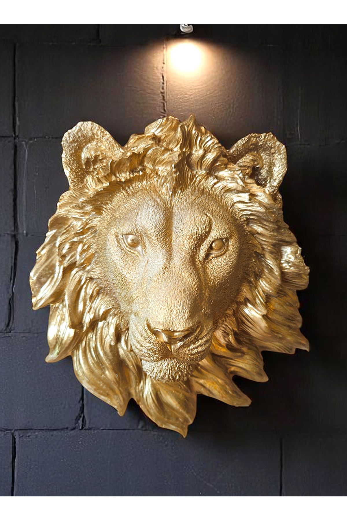 Home Dekoratif Gold Beton Büyük Boy Aslan Büstü / Aslan Başı